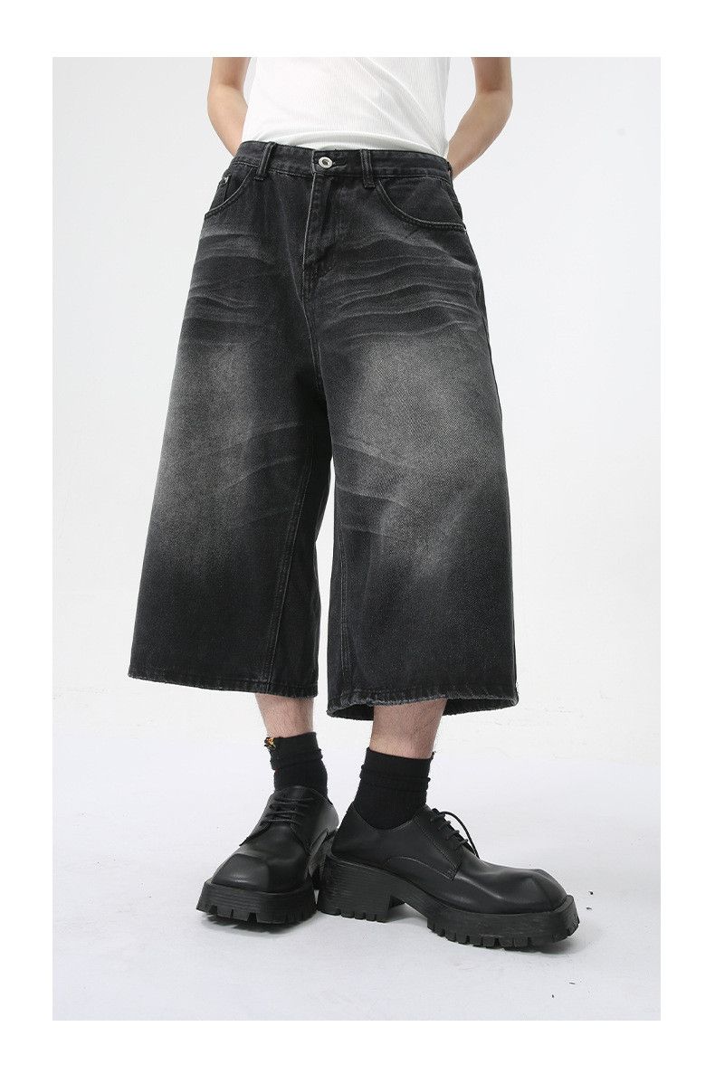 Japanese Brand × Jean American high street wide-leg washed denim shorts Size US 32 / EU 48 - 2 Thumbnail