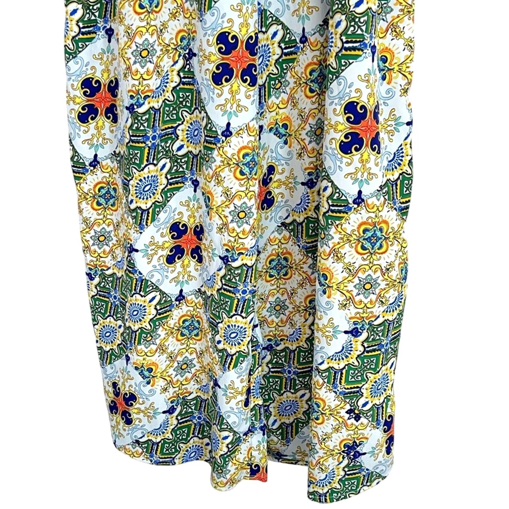 River Island River Island Women’s Green Paisley Wide Leg Trousers M Regular Bloomer Style" Size 32" / US 10 / IT 46 - 4 Thumbnail