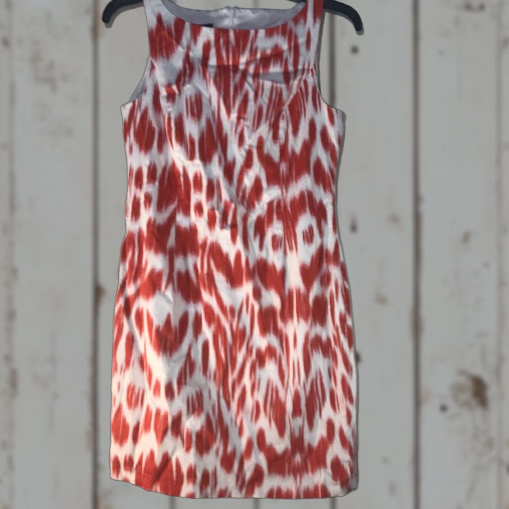 Jones New York Jones New York Women's Midi Sleeveless Dress Cotton Spandex  Geometric Classic 12 Red White | Grailed