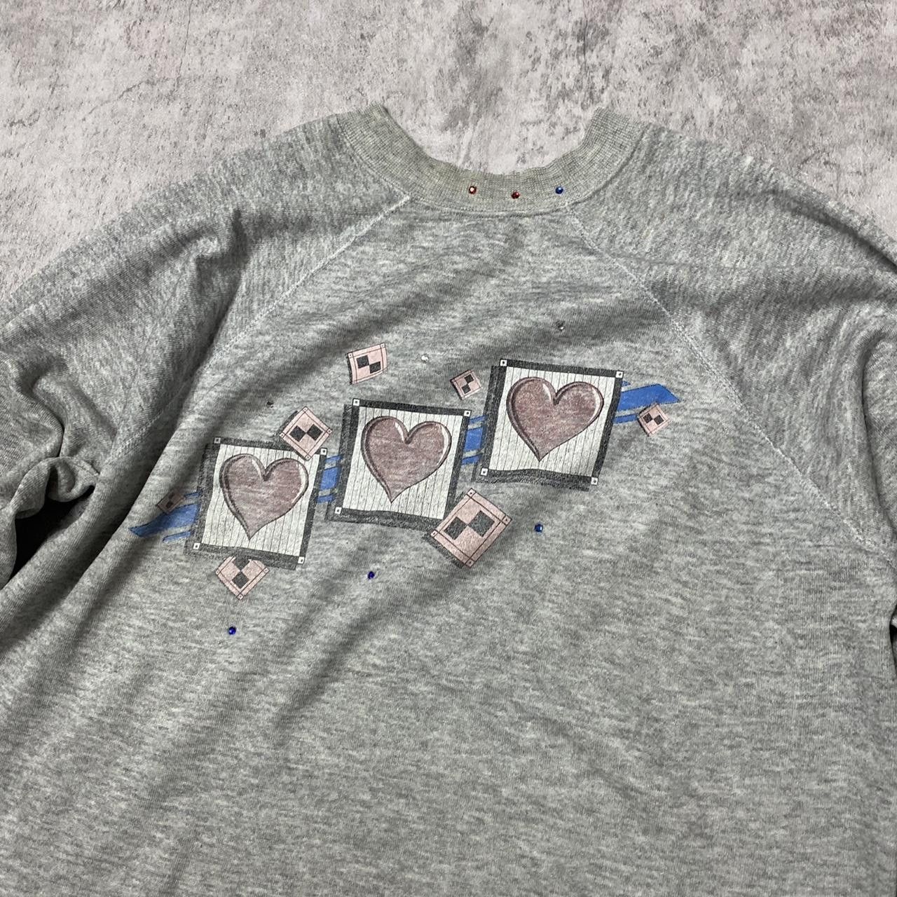 Other Grey vintage 80s heart playing cards sweatshirt Size US S / EU 44-46 / 1 - 2 Thumbnail