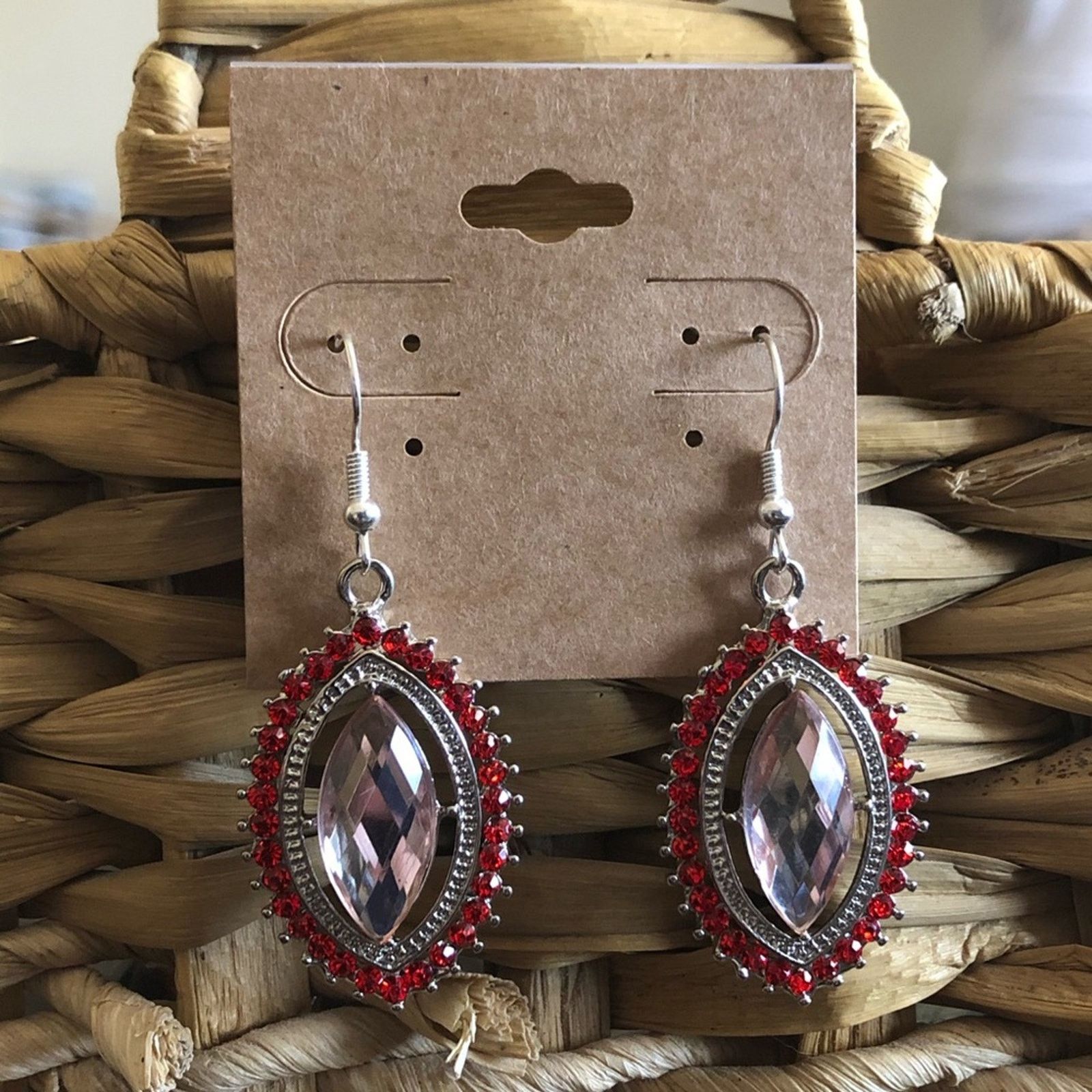 Handmade Repurposed stone cluster silver drop earrings Size ONE SIZE - 1 Thumbnail