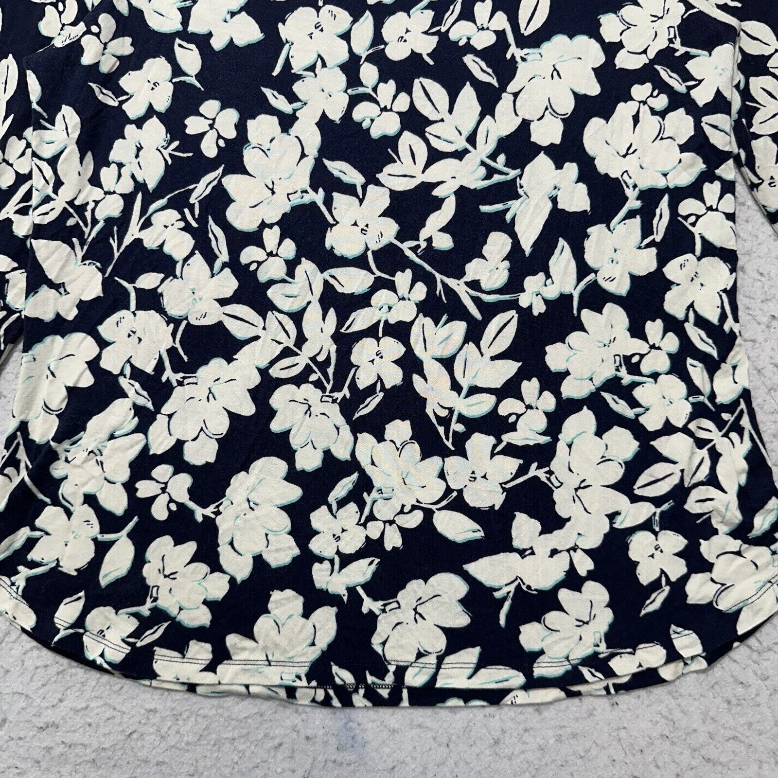Croft & Barrow Croft & Barrow PM Teal Navy Blue Floral Blouse T Shirt Size M / US 6-8 / IT 42-44 - 7 Thumbnail