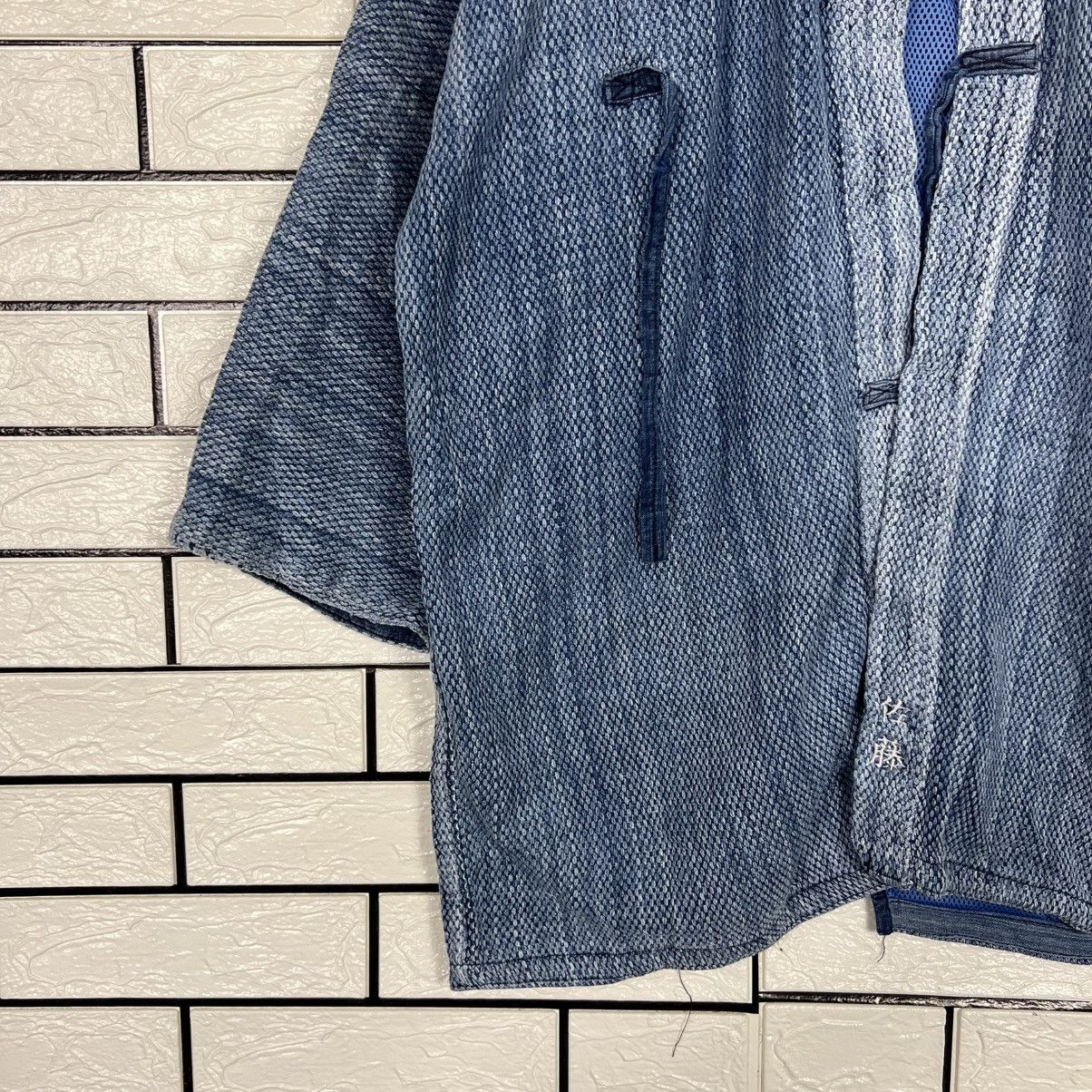 Vintage Japan Indigo Faded Blue Sashiko Thick Weave Kimono 4148-C189 Size US L / EU 52-54 / 3 - 3 Thumbnail