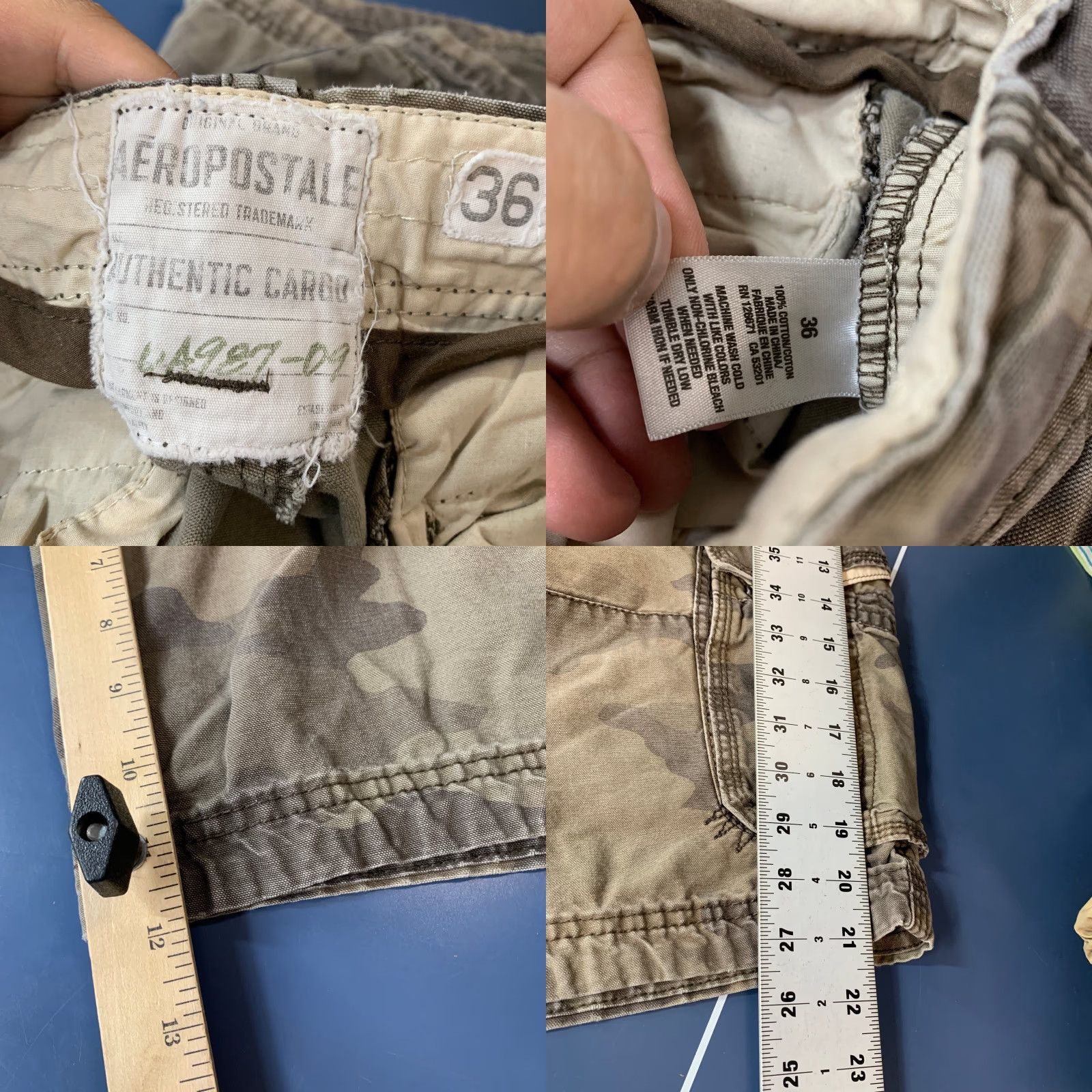 Vintage VINTAGE Aeropostale Cargo Shorts Mens 36 Camouflage 38x12 Beige Army Cargo Pocket 90s Y2K Mens Size US 36 / EU 52 - 9 Thumbnail
