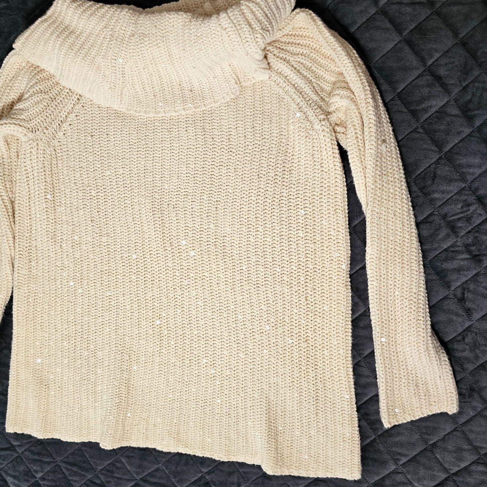 Talbots VINTAGE? No, Talbots Women's Sweater P Petite Beige Turtleneck Cable Knit Sequin Warm Casual Size XXS / US 00 / IT 34 - 8 Thumbnail