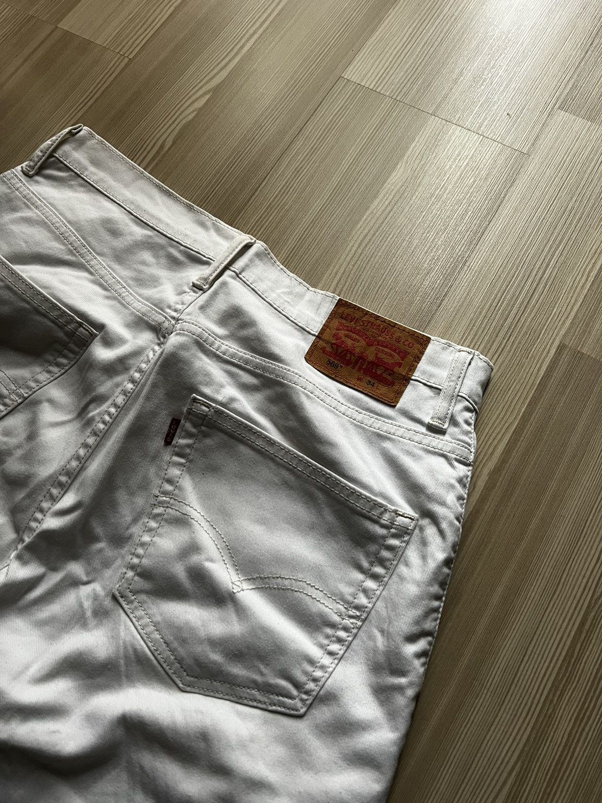 Levi's CRAZY WHITE LEVIS 569 SHORTS Y2K OLDMONEY Size US 34 / EU 50 - 3 Thumbnail