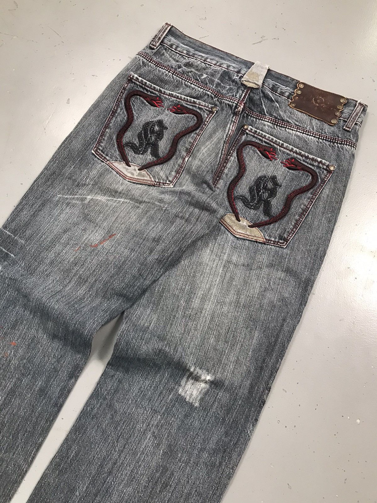 Vintage Rare vintage Y2K crazy snake 🐍 embroidery denim pant Size US 32 / EU 48 - 8 Thumbnail
