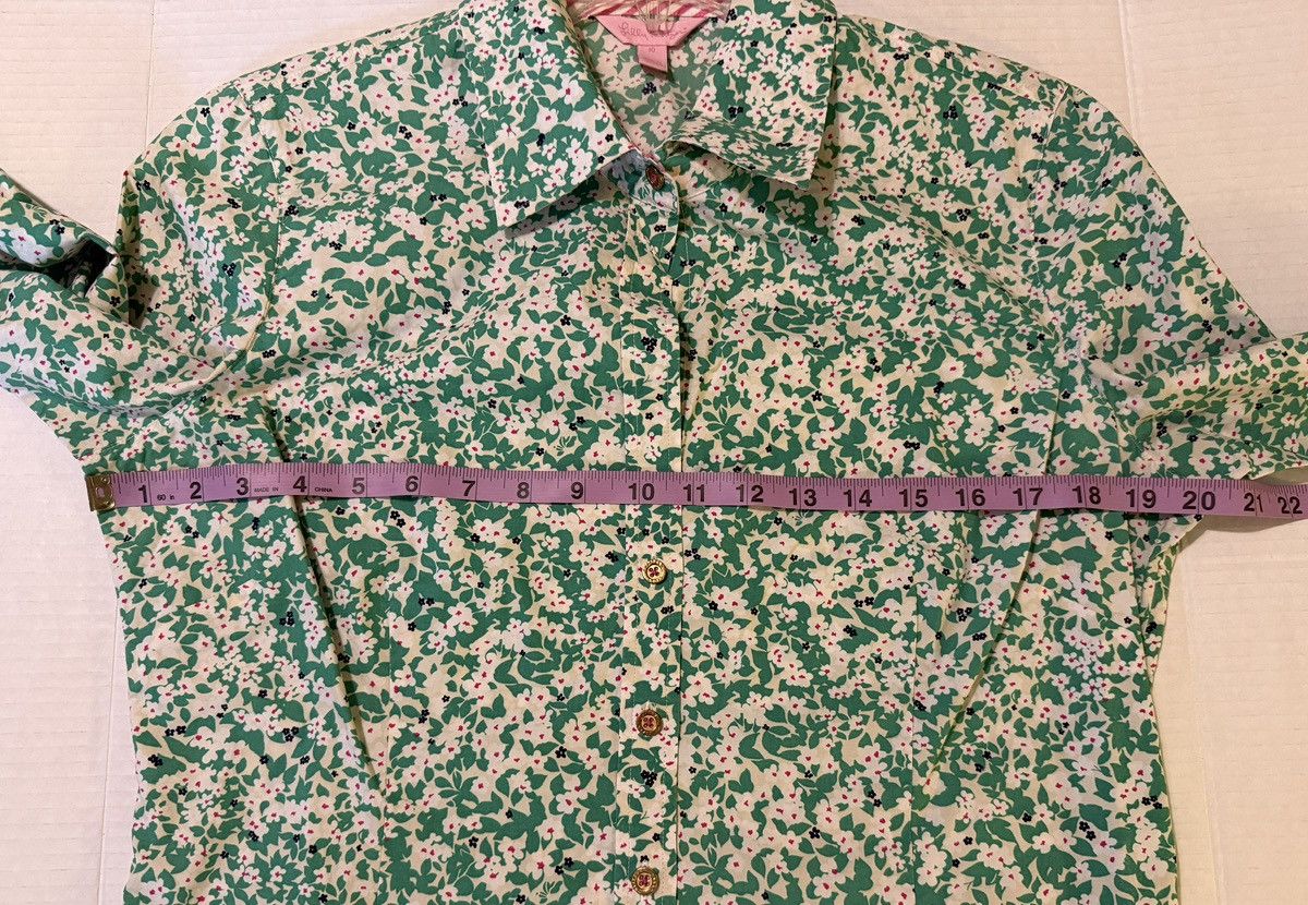 Lilly Pulitzer Lilly Pulitzer Women Green Floral LS Collared Cotton Shirt Size M / US 6-8 / IT 42-44 - 9 Thumbnail