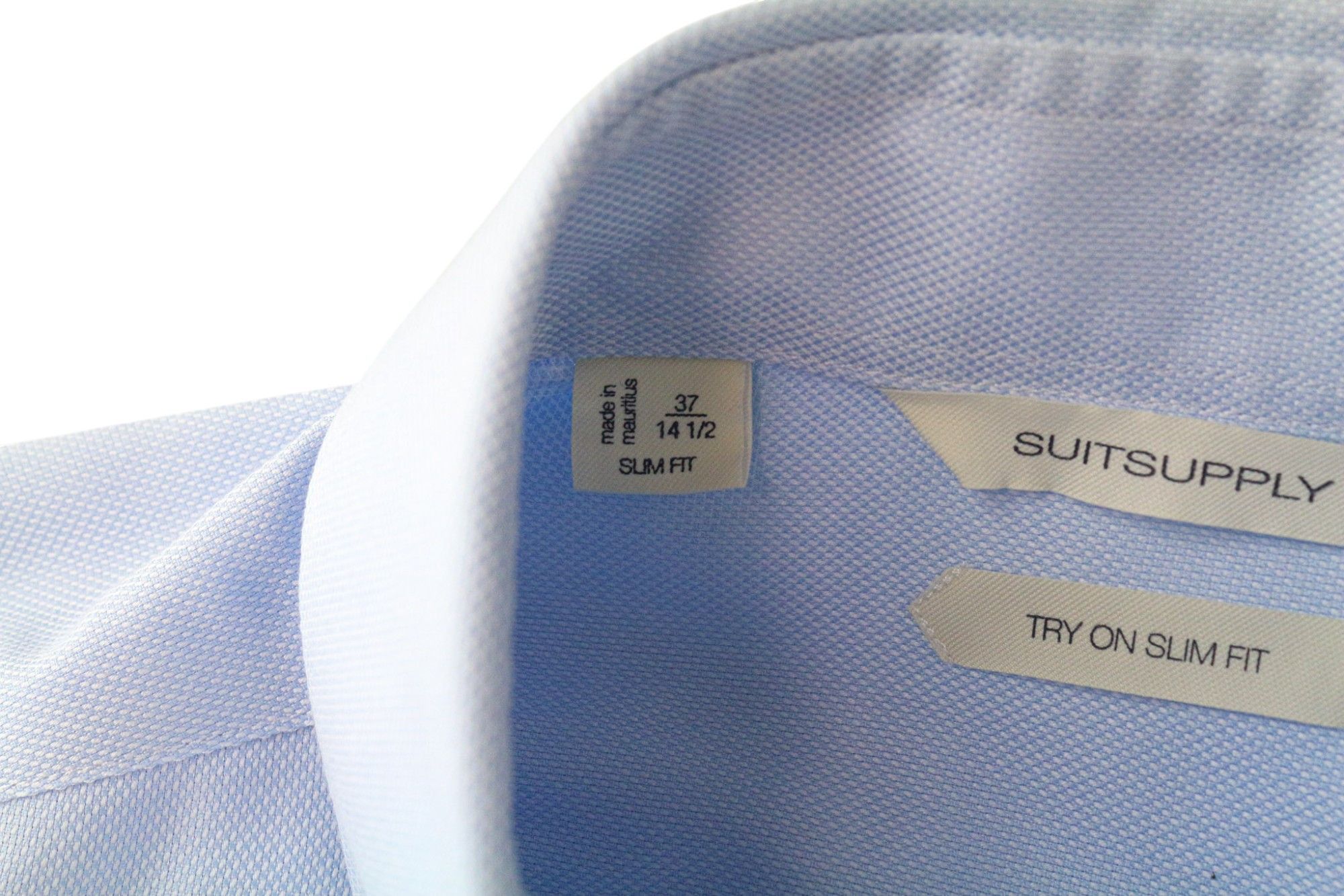 Suitsupply 37/14 1/2 Slim Blue Cotton Cutaway Twill Shirt 79073 Size 38R - 5 Thumbnail