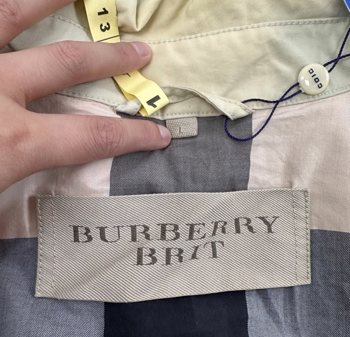 Burberry Burberry Off-White Side Button Mid-Length Trench Coat K12 Size L / US 10 / IT 46 - 4 Thumbnail