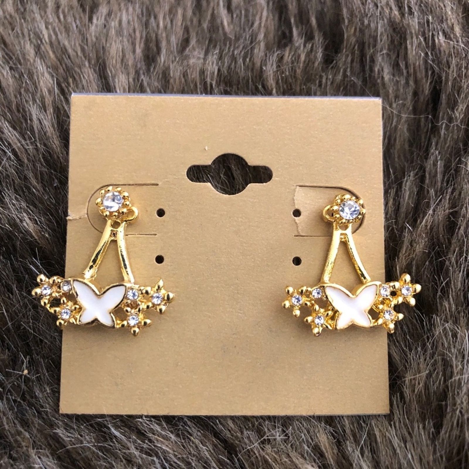 Jewelry Gold tone enamel rhinestone two part earrings Size ONE SIZE - 2 Thumbnail