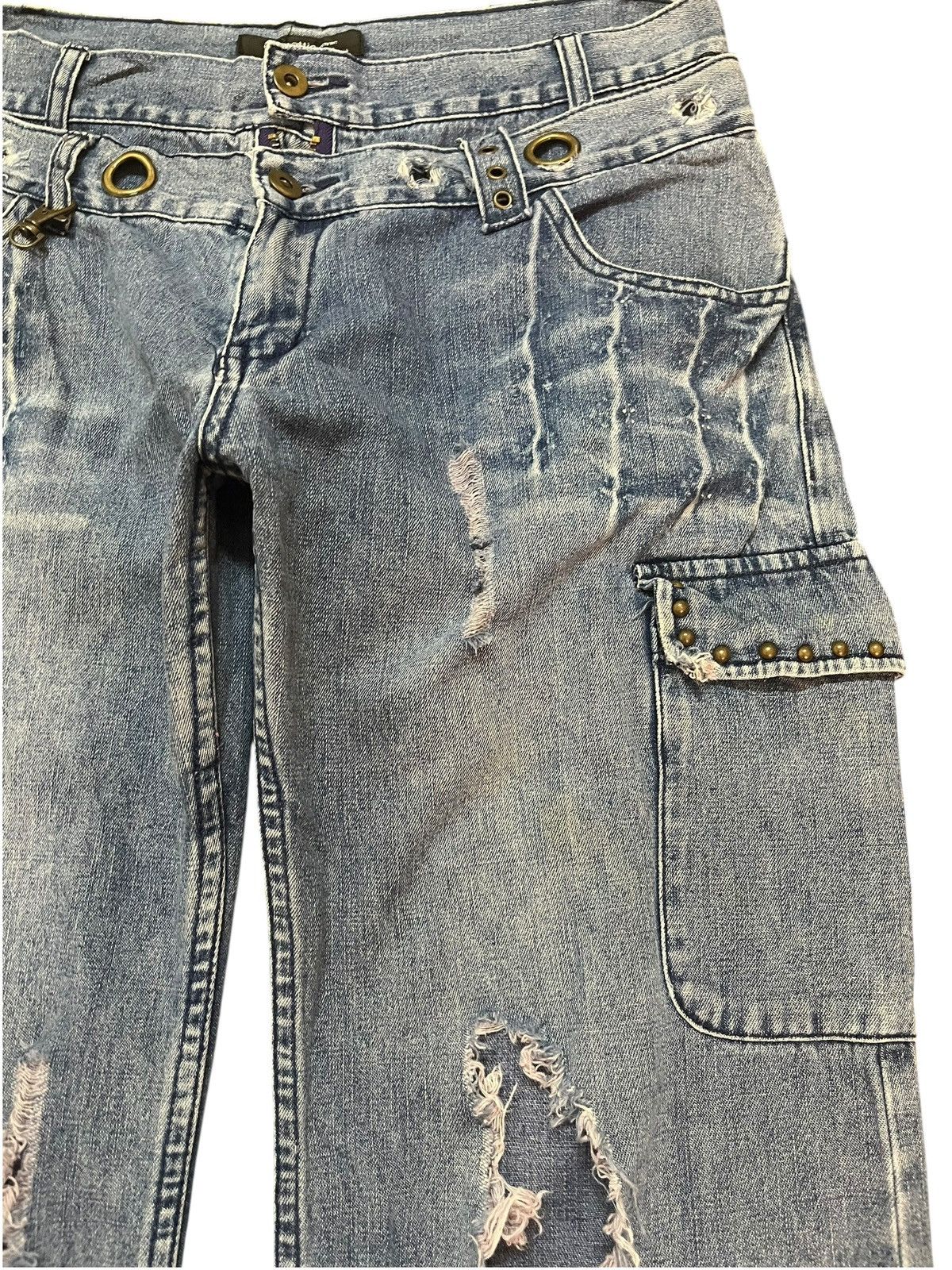 In The Attic Vintage In The Attic Homme Double Waist Studded Grunge Denim Size US 31 - 6 Thumbnail