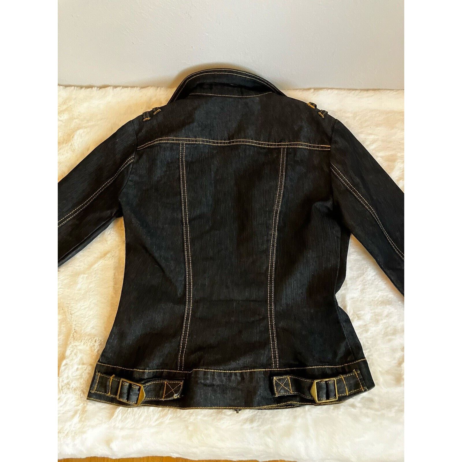 Other BISOU BISOU Women's Denim Stitched Jean Blazer Jacket small Size XS / US 0-2 / IT 36-38 - 3 Thumbnail