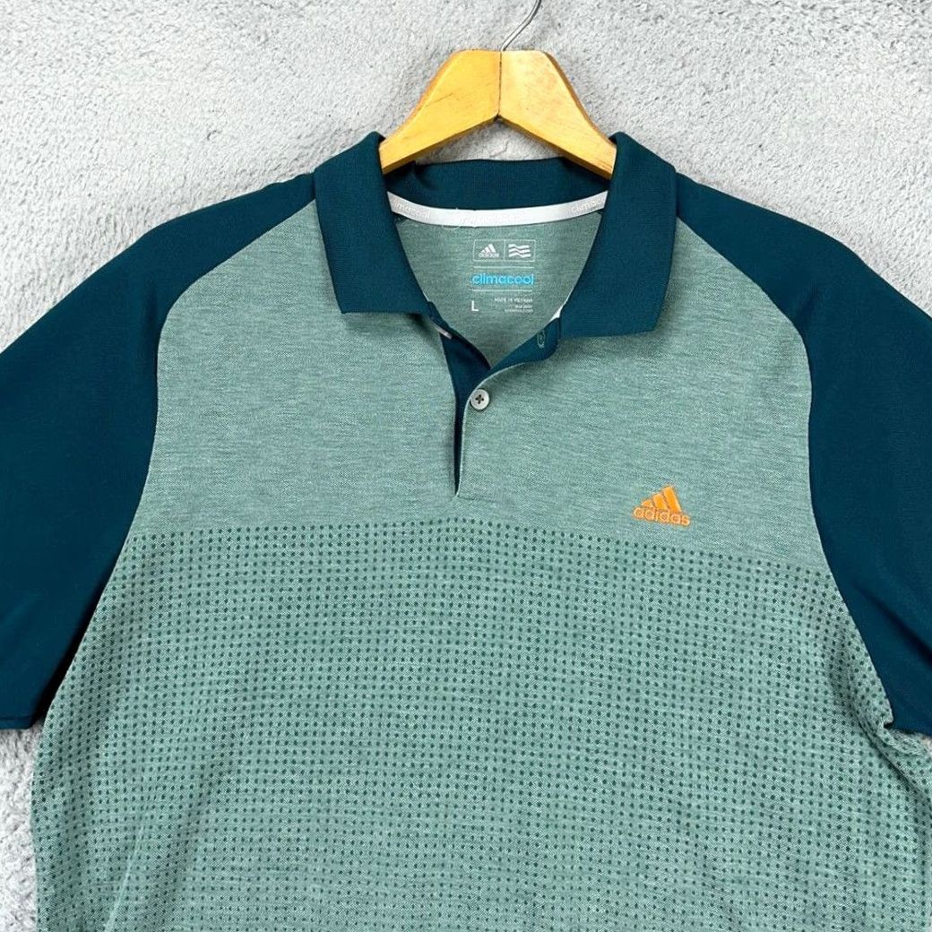 Adidas Adidas Polo Shirt Mens Large Climacool Green Colorblock Golf Short Sleeve Rugby Size US L / EU 52-54 / 3 - 2 Thumbnail