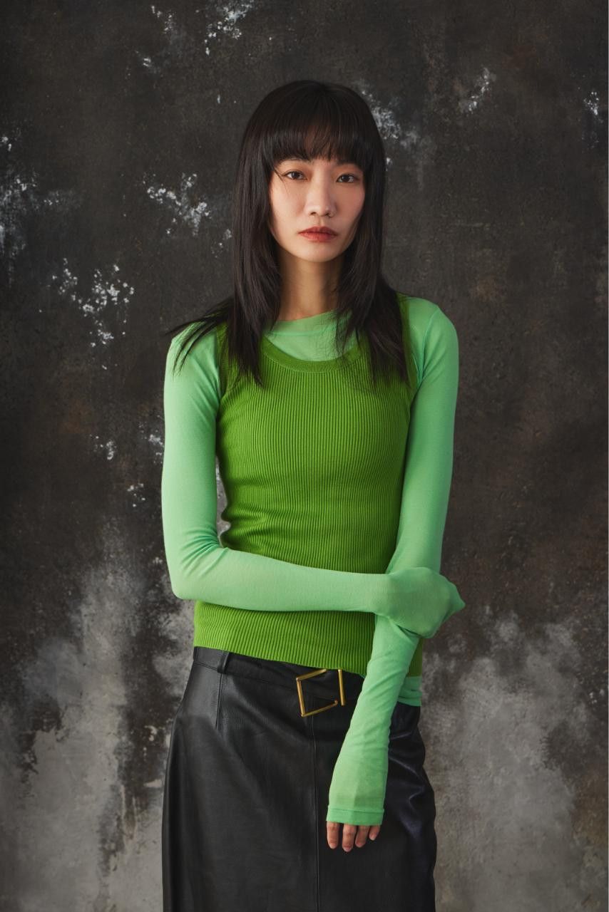 Auralee AURALEE Grass Green High-Gauge Ribbed Knit Tank Top Size S / US 4 / IT 40 - 2 Thumbnail