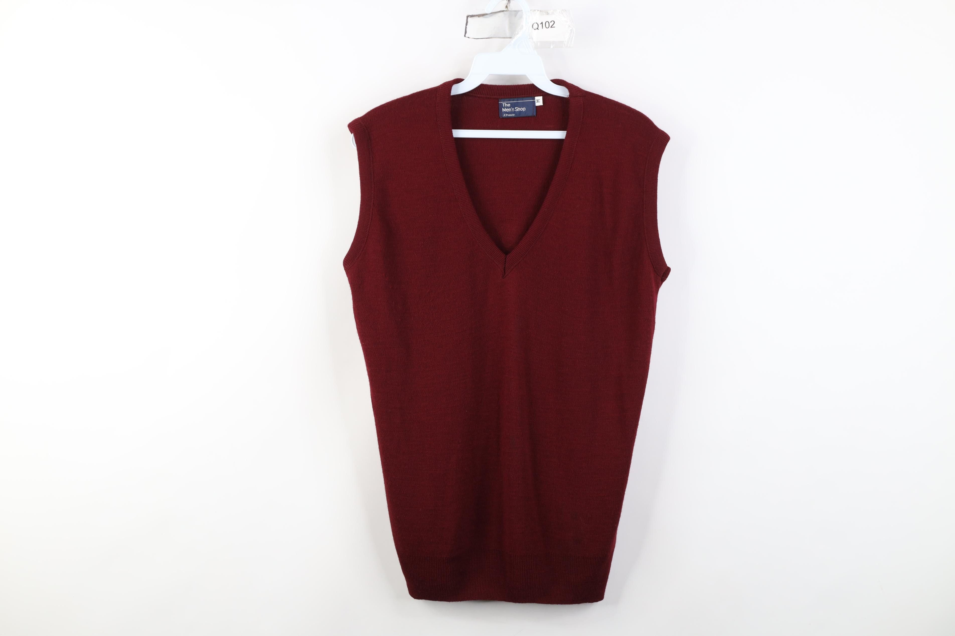 Vintage Vintage 70s Streetwear V-Neck Sweater Vest Burgundy Red Size US M / EU 48-50 / 2 - 1 Thumbnail