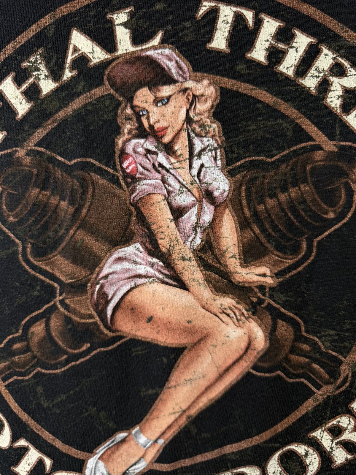 Harley Davidson Vintage Sexy Girl Lethal Threat Motor Racing T Shirt Size US XXL / EU 58 / 5 - 7 Thumbnail