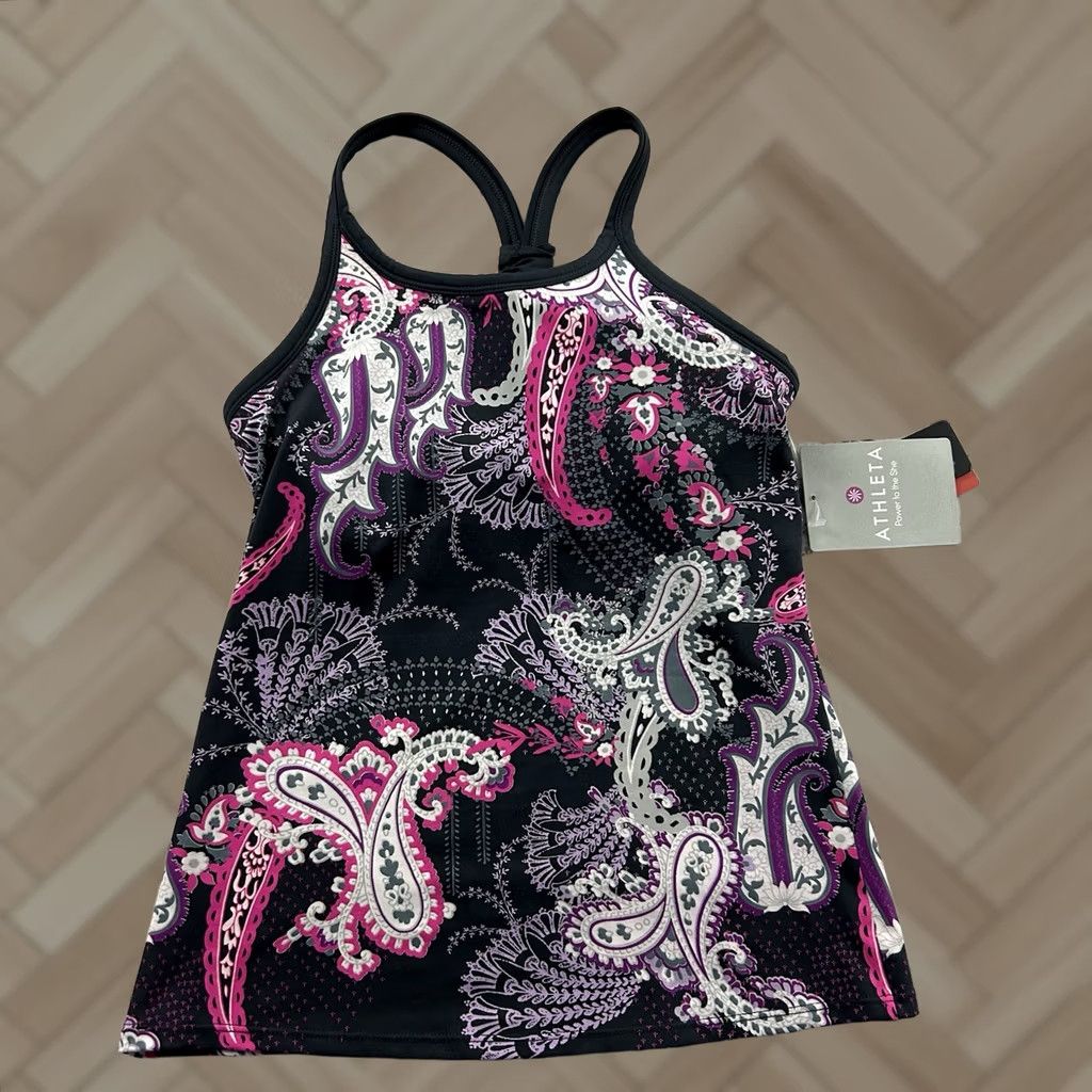 Athleta Athleta Pavitra Sleeveless Floral Racerback Athletic Top Womens XS Gray Size XS / US 0-2 / IT 36-38 - 1 Thumbnail
