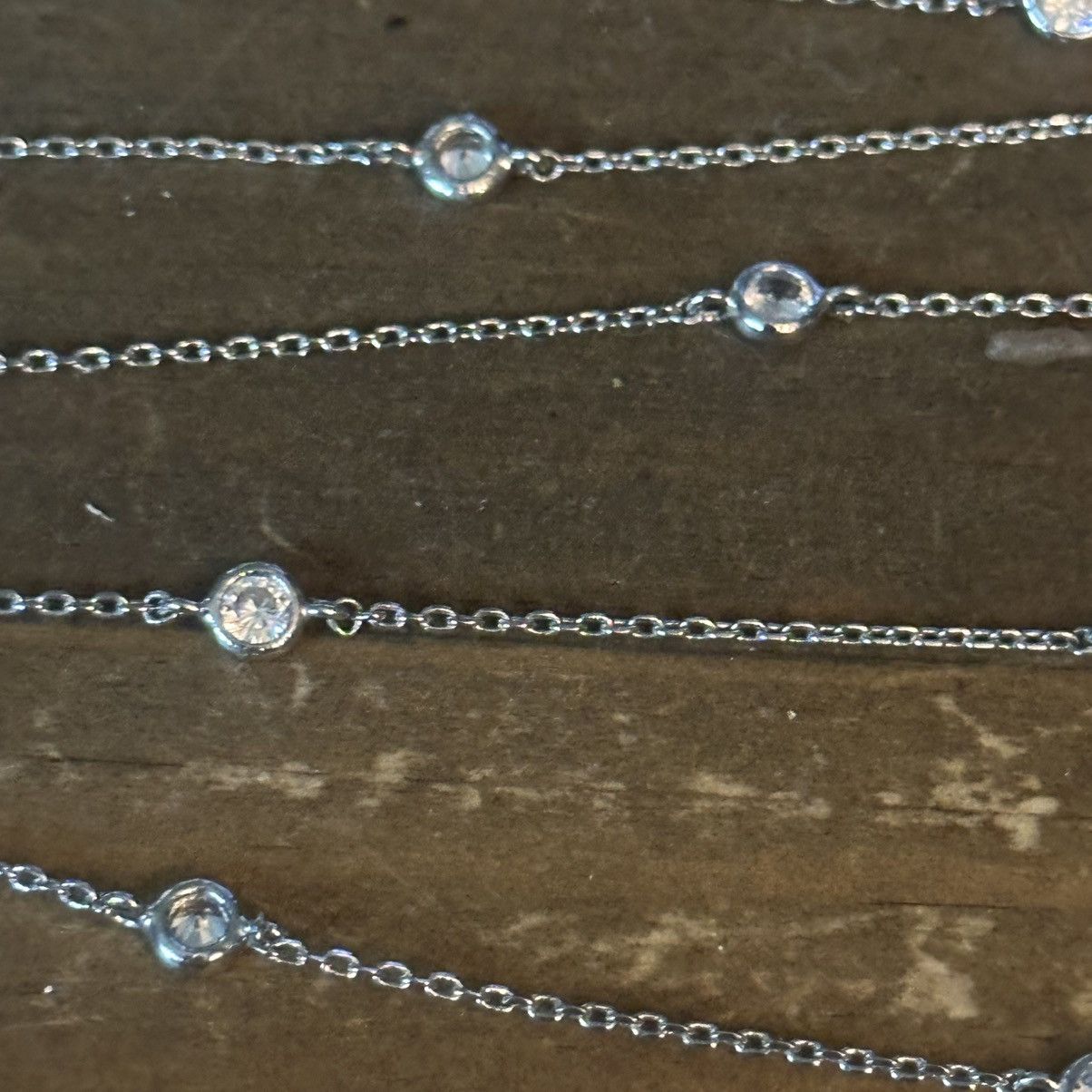 Other Long silver tone station bezeled rhinestone necklace Size ONE SIZE - 4 Thumbnail