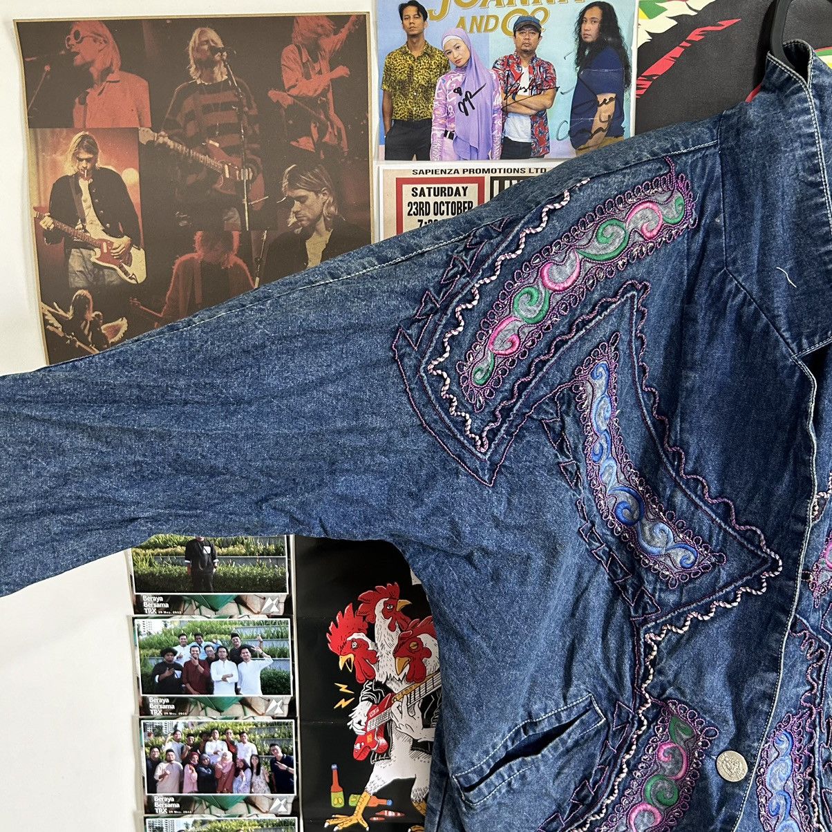 Vintage Vintage Cherry Seven 80s Oversize Embroidery Denim Jacket Size XL / US 12-14 / IT 48-50 - 6 Thumbnail