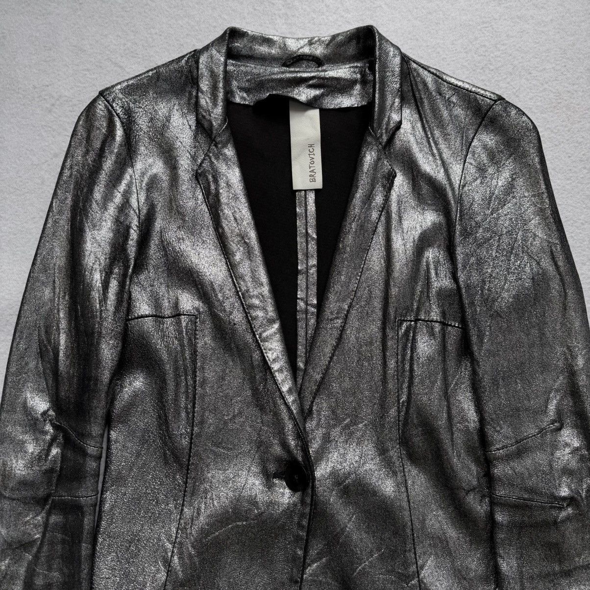Giorgio Brato 2000s Bratovich (By Giorgio Brato) Glitter Leather Blazer Size M / US 6-8 / IT 42-44 - 2 Thumbnail
