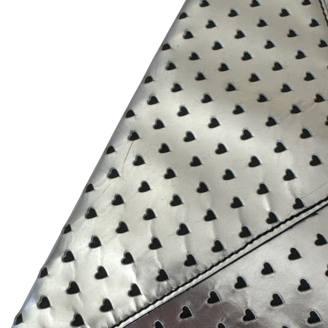 J.Crew J.CREW 100% Leather Heart Clutch Purse Silver Style A7607 Size ONE SIZE - 2 Thumbnail