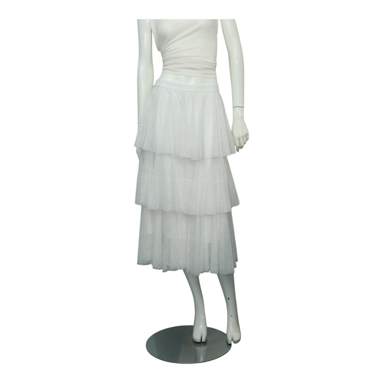 Zac Posen Zac Posen White Check Pattern Cotton Blend Skirt Size 28" / US 6 / IT 42 - 1 Thumbnail