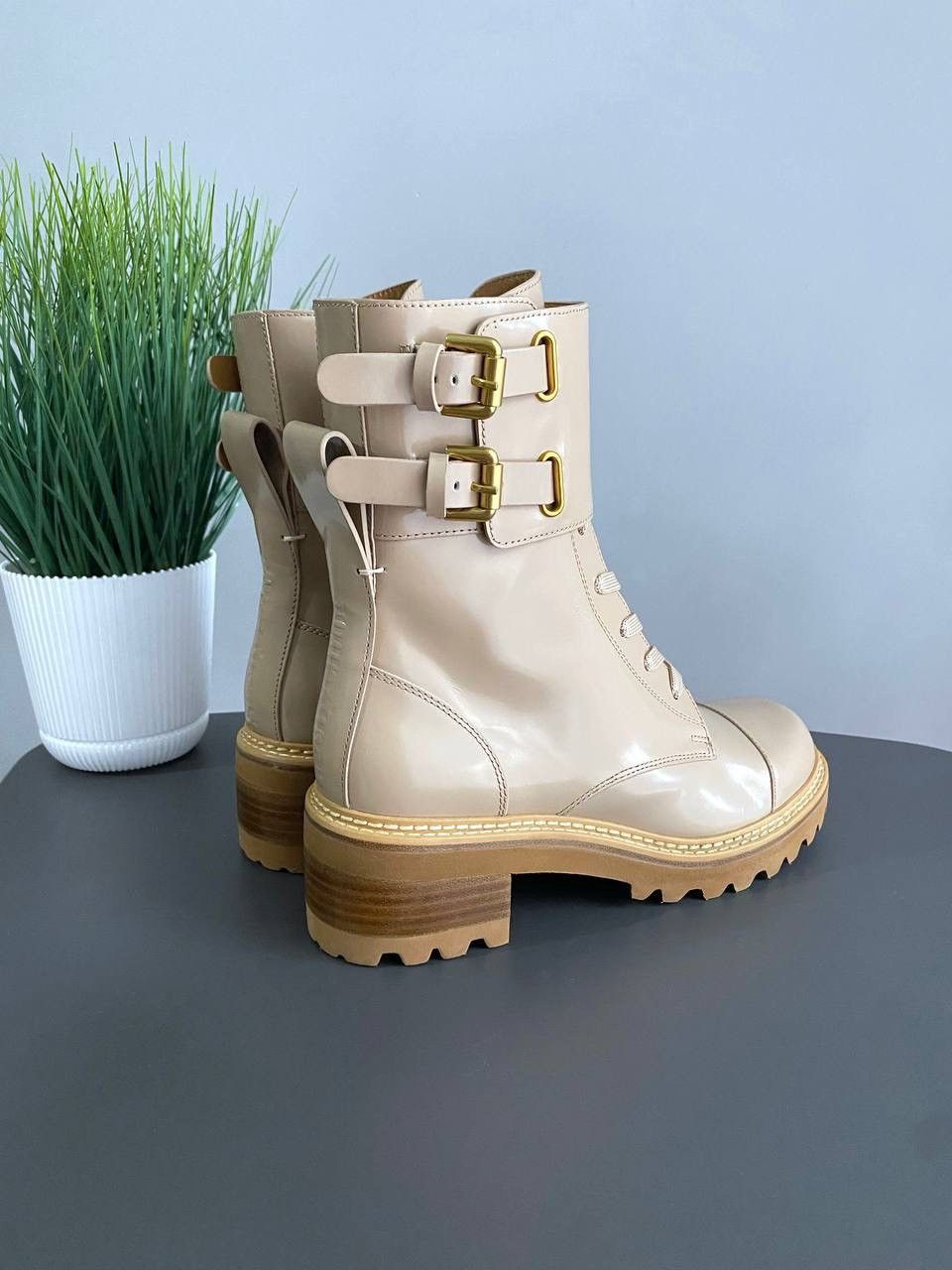 See by Chloe See By Chloe Mallory Lace Leather Buckle Combat Boots, 37 Size US 7 / IT 37 - 3 Thumbnail