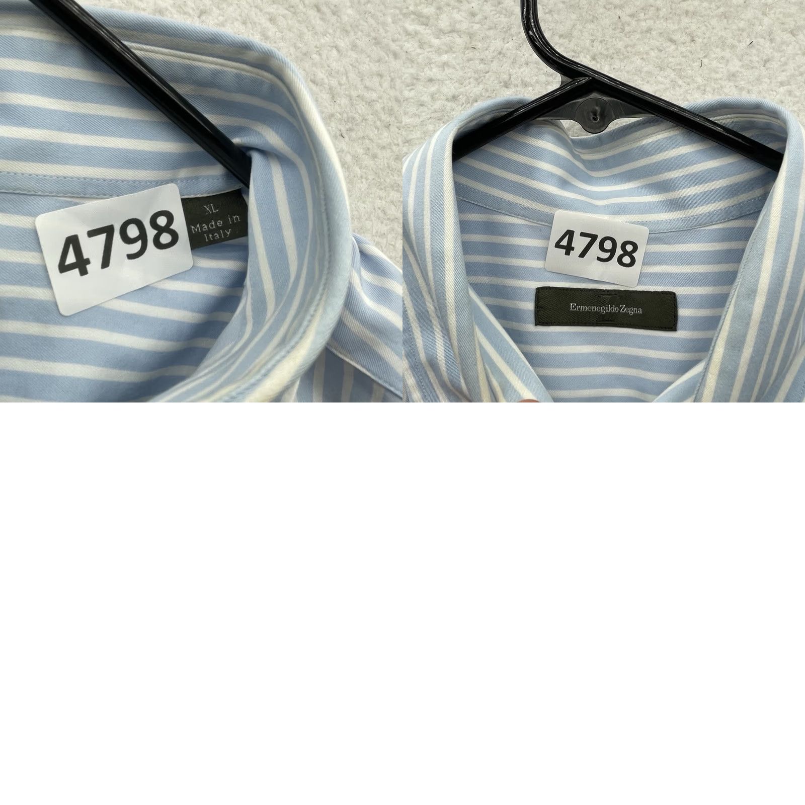 Ermenegildo Zegna Ermenegildo Zegna Dress Shirt Mens XL Blue White Striped Designer Preppy Size 46R - 9 Thumbnail
