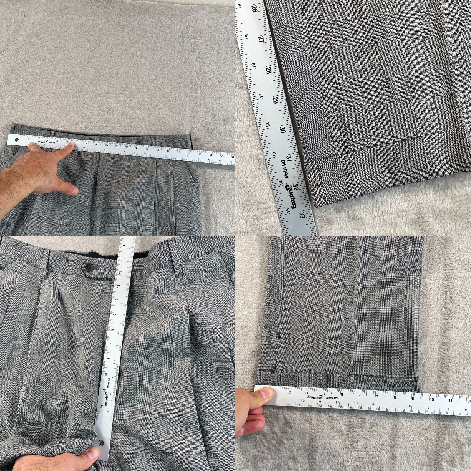 Brooks Brothers VINTAGE Brooks Brothers x Loro Piana Suit Men Glen Check 100% Wool Gray 44L 36x33 | 2 Piece Three-Button Single-Breasted Notch Long Wool Mens Size 44R - 11 Thumbnail