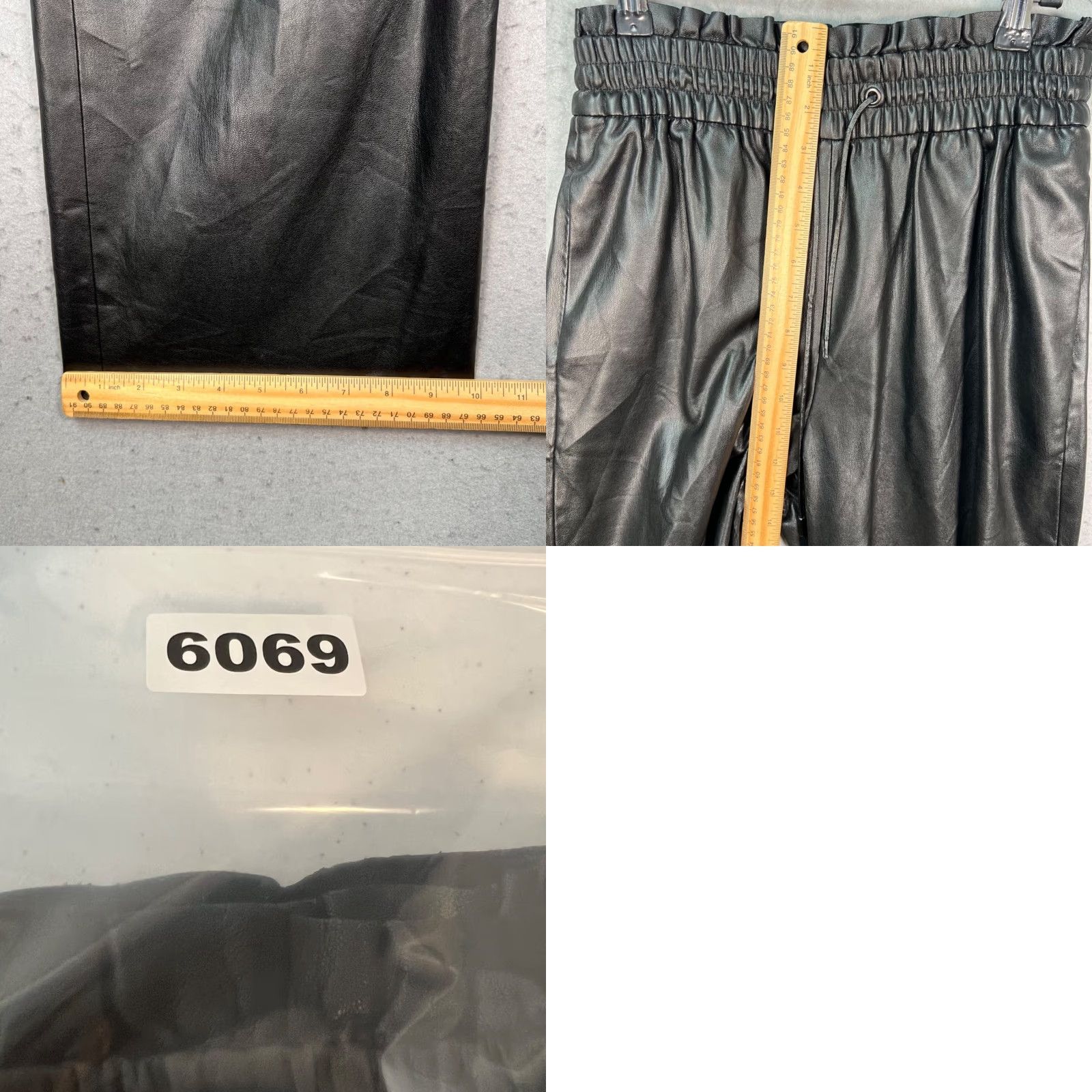 Zara Zara Womens Size Small Black Faux Leather Wide-Leg Pants Elastic Waist Shirt Womens Pants Cropped Punk 90s N/A Size 28" / US 6 / IT 42 - 8 Thumbnail