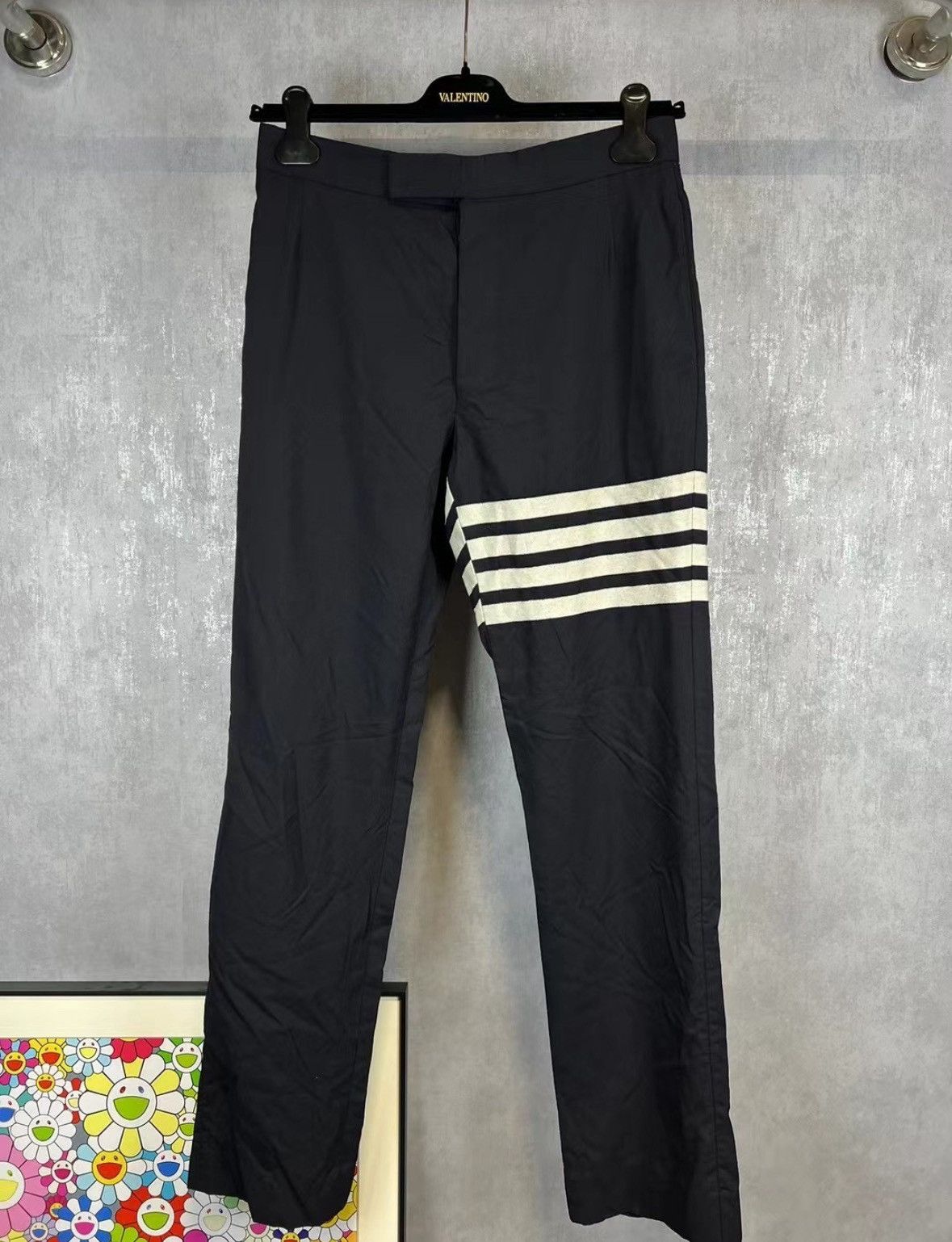 Thom Browne THOM BROWNE1Dark Blue Four-Bar Trousers 2502-Nextarrow Size US 28 / EU 44 - 1 Thumbnail