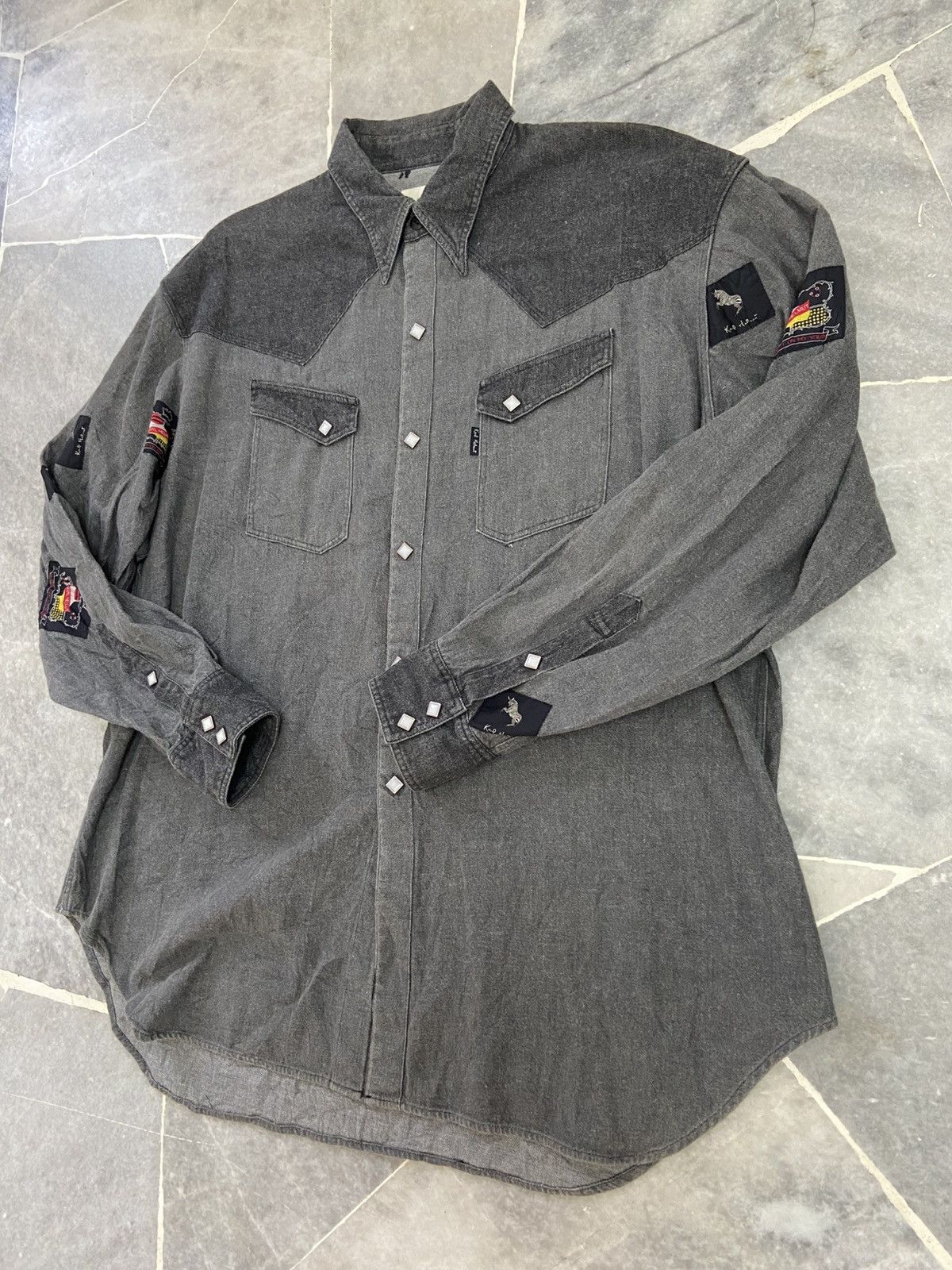 Japanese Brand × Karl Helmut Vintage karl Helmut denim Shirt Button Up Size US L / EU 52-54 / 3 - 5 Thumbnail