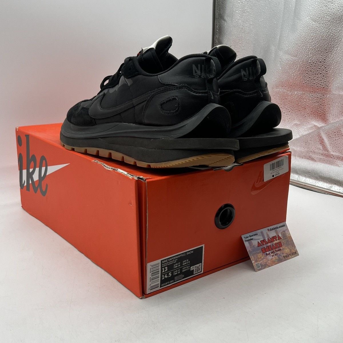 Nike Sacai x vaporwaffle black gum Size US 13 / EU 46 - 4 Thumbnail
