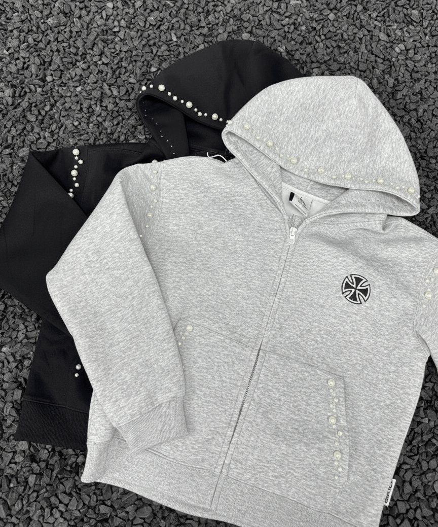 Japanese Brand Iron Cross Black Pearl-Studded Zip-Up Hoodie Size US M / EU 48-50 / 2 - 3 Thumbnail