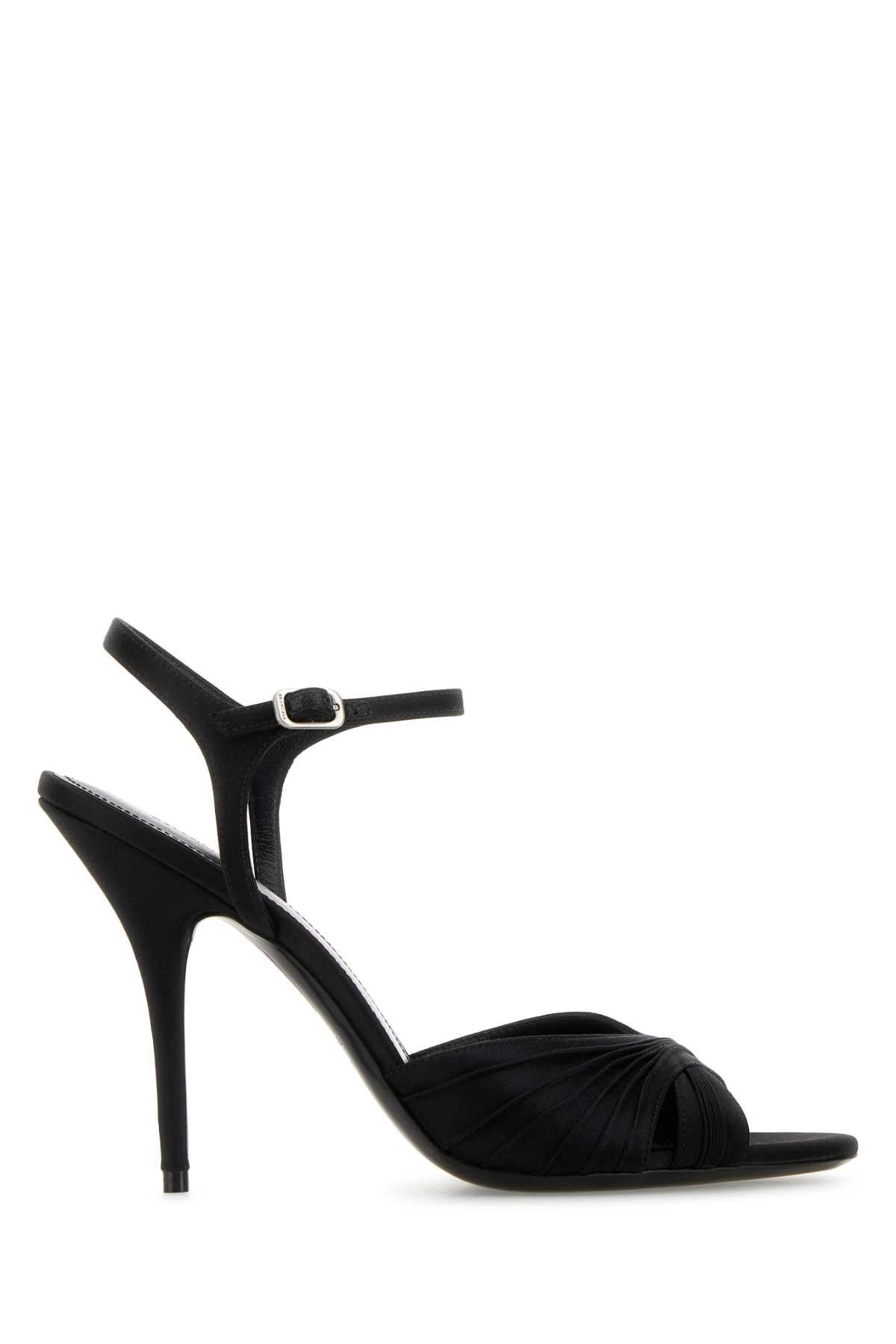 Balenciaga Black Satin Dynastie Sandals Size US 7 / IT 37 - 1 Thumbnail