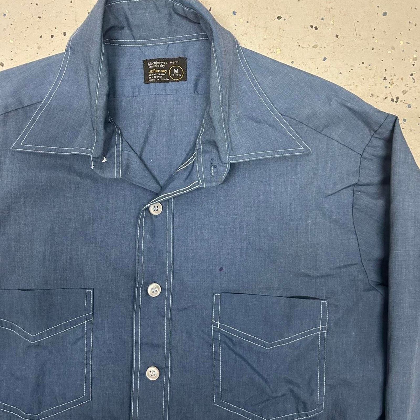 JCPenney VTG 70s Jc Penny Blue button-up shirt Size US M / EU 48-50 / 2 - 3 Thumbnail