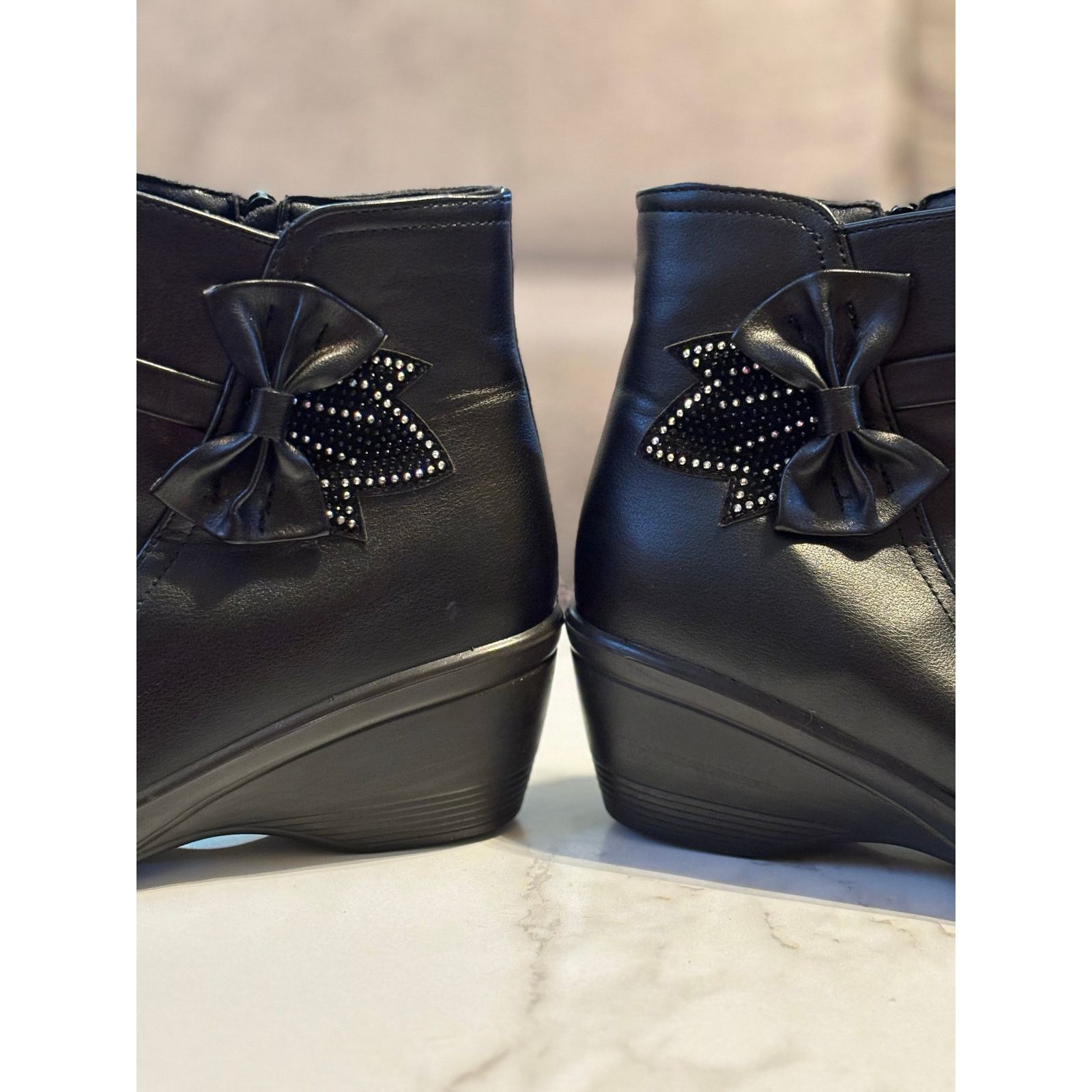 The Unbranded Brand Black Rhinestones Bow Booties Size 8.5 Size US 8.5 / IT 38.5 - 4 Thumbnail