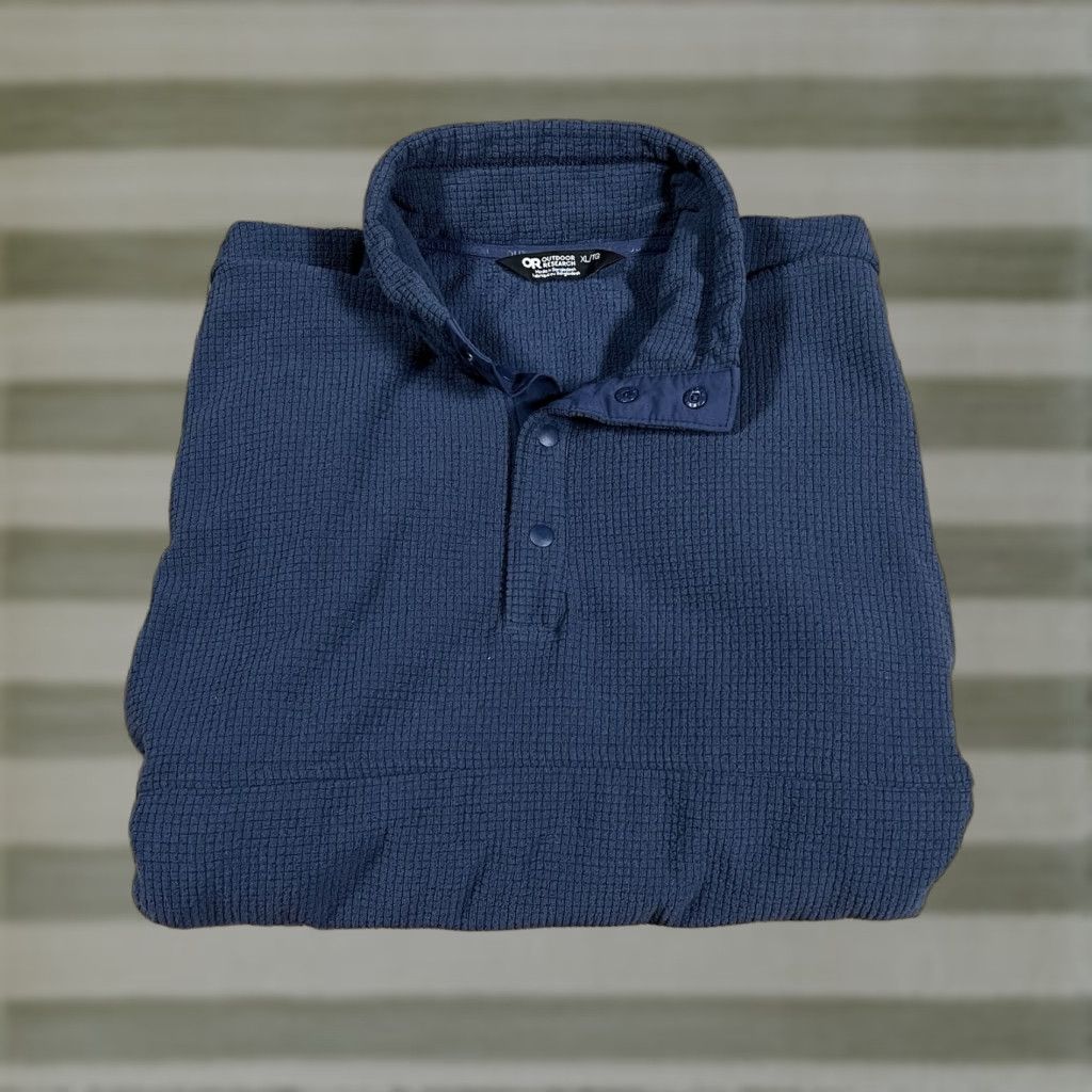 Outdoor Research Trail Mix Textured Tech Fleece Snap Pullover Jacket Blue XL