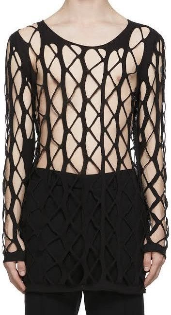 image of Rick Owens Net Long sleeve Round Neck Sample Phleg Rp21S3615Knetws in Black, Women's (Size Small)