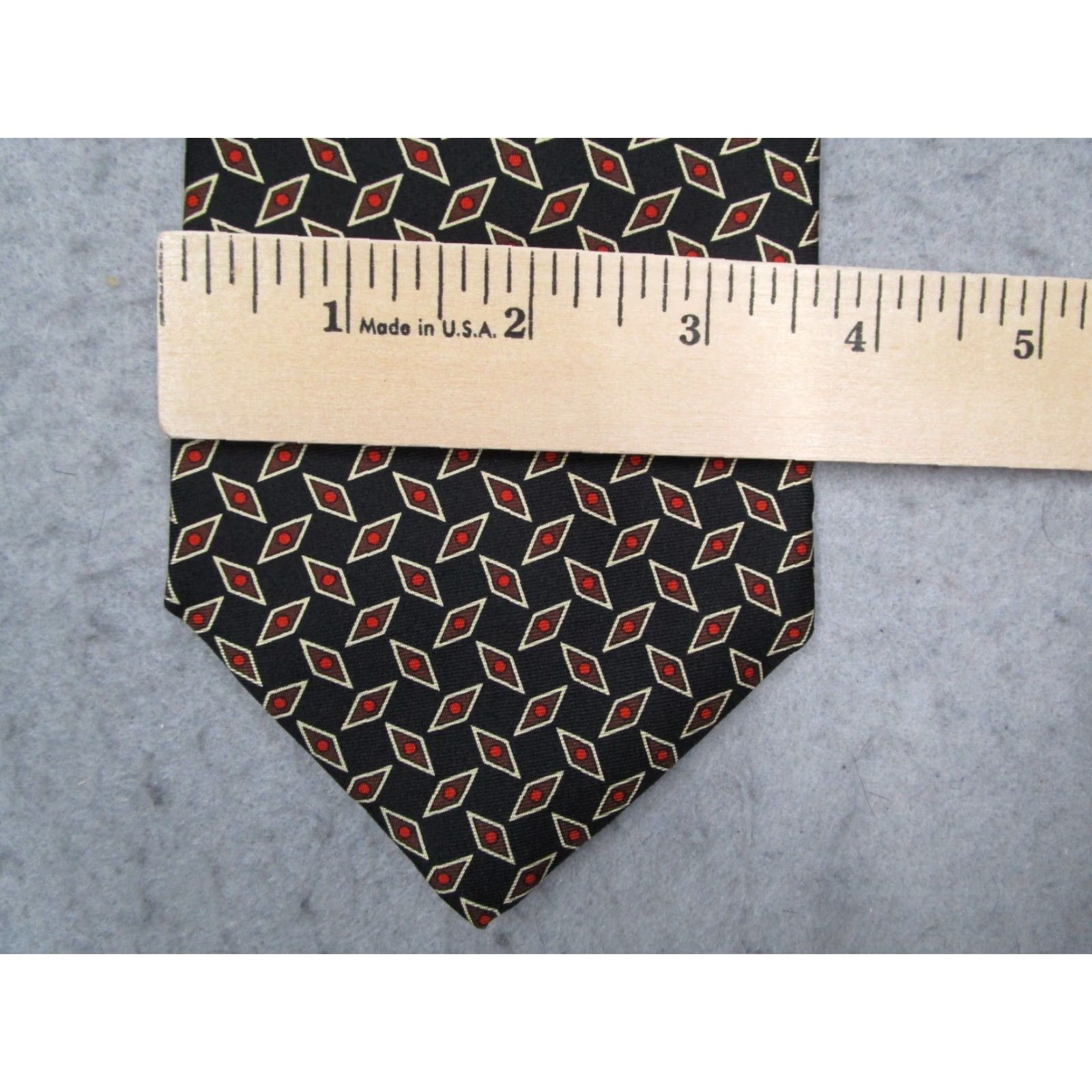 Vintage XMI Nordstrom Men's Black Silk Neck Tie Geometric Abstract Hand Sewn Made in USA - One Size Classic Length 57"-60" Size ONE SIZE - 6 Thumbnail