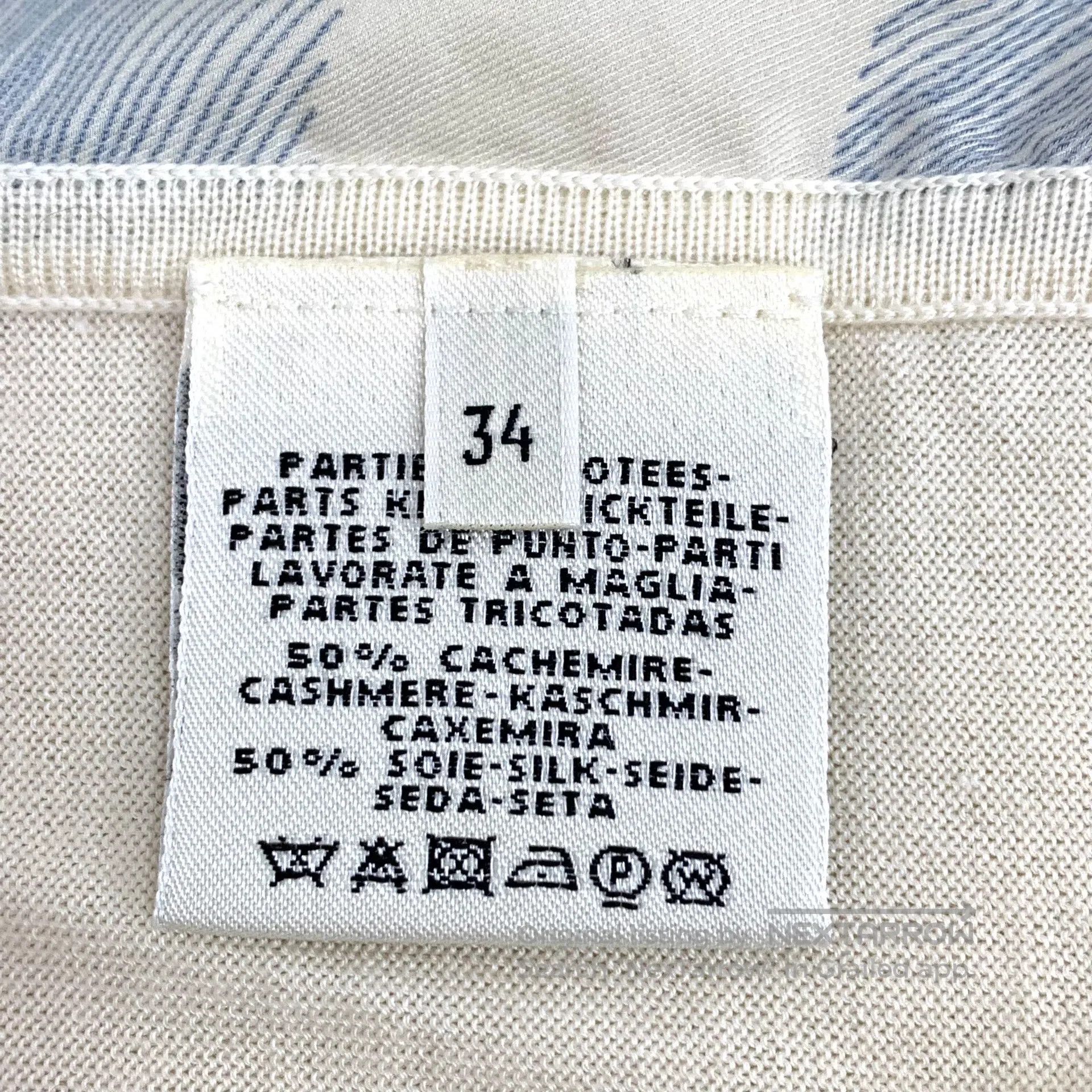 Hermes Hermes Beige lock buckle print cashmere V-neck top| Size XXS / US 00 / IT 34 - 6 Thumbnail