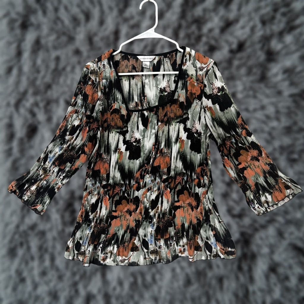 Vintage Christopher & Banks Blouse XL Abstract Floral Fairy Grunge Semi-Sheer Artsy Size XL / US 12-14 / IT 48-50 - 1 Thumbnail