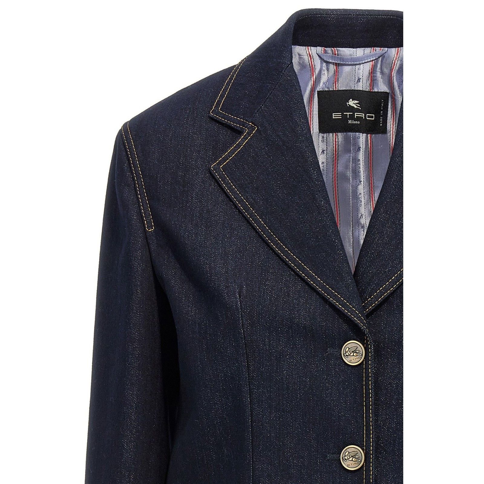ETRO Single Breasted Blue Denim Blazer New & Authentic (Wome