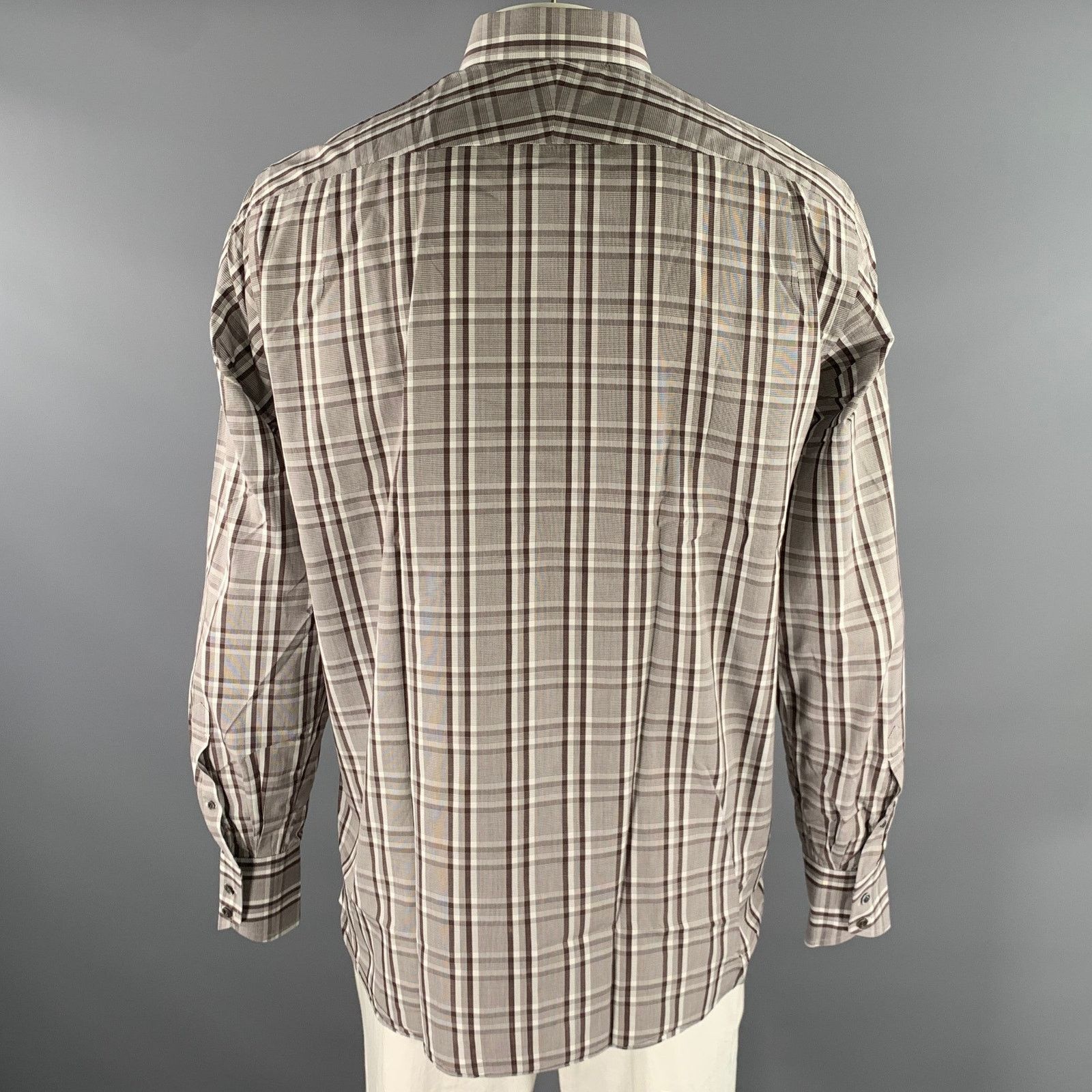Tom Ford TOM FORD Size XL Brown Plaid Cotton Long Sleeve Shirt Size US XL / EU 56 / 4 - 4 Thumbnail