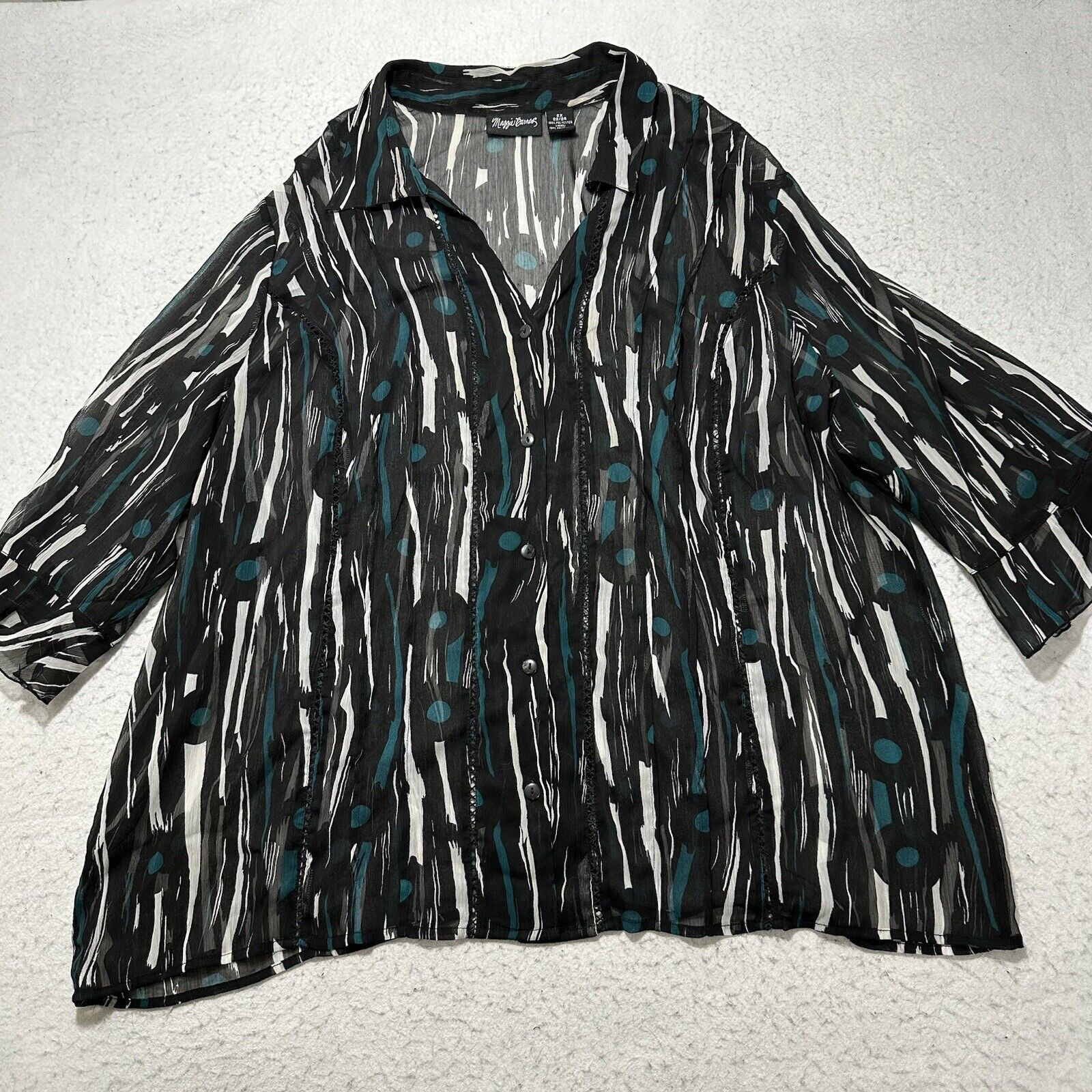 Other Maggie Barnes 2X 22/24 Sheer Button Down Blouse Lightweight Size XXL / US 16-18 / IT 52-54 - 1 Thumbnail