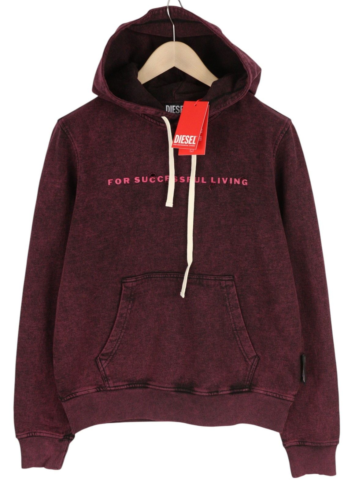 S-GINN-HOOD-E1 M Burgundy Distress Hoodie 41048