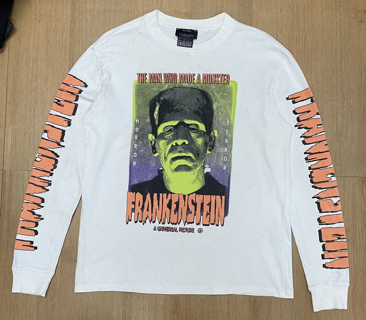 image of Bershka x Movie Best Offervintage Frankentein Horror Terror Movie Tshirt in White (Size Small)