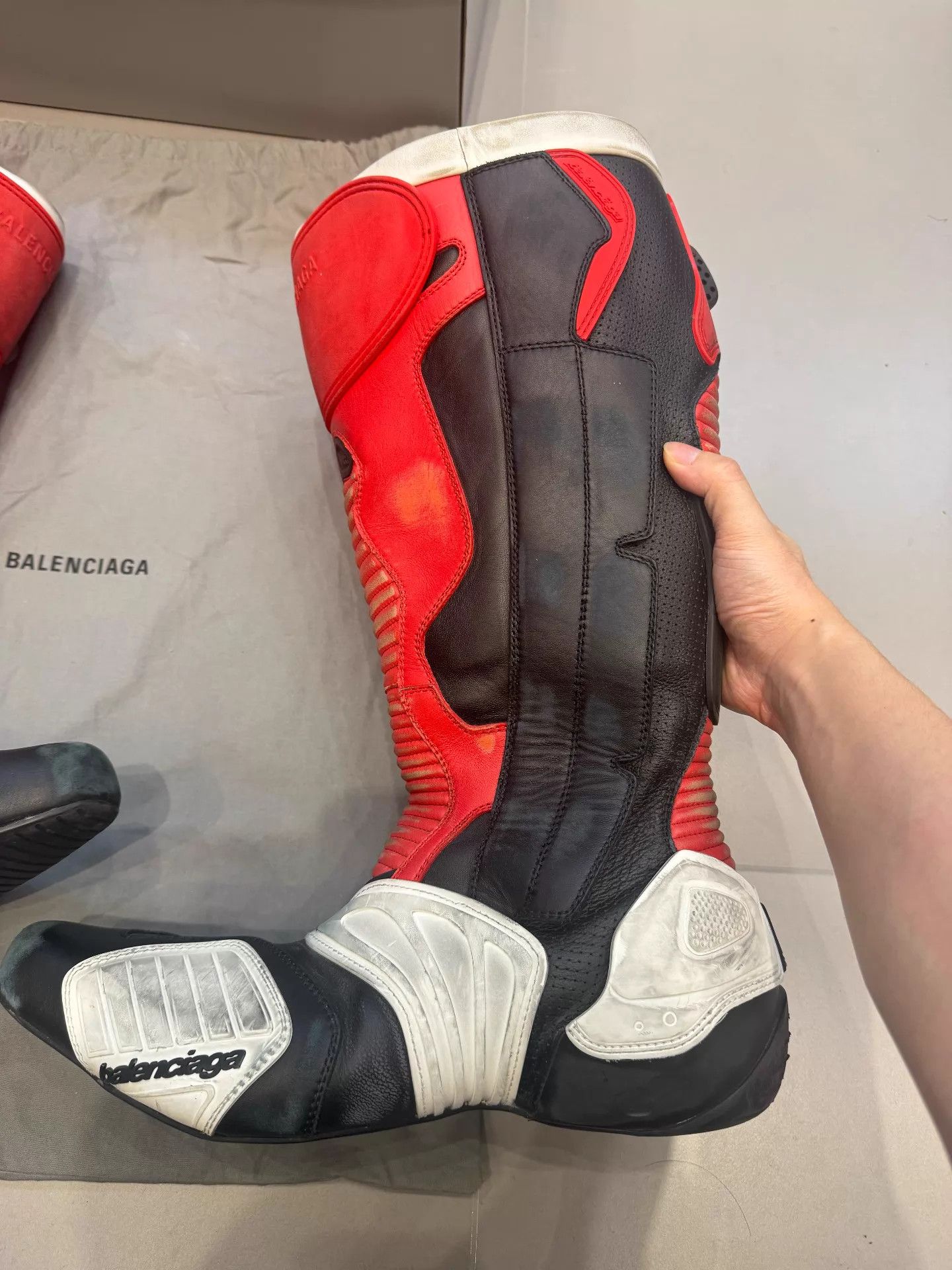 Balenciaga Balenciaga 23AW Biker Boots Black Red Midcalf Leather Size US 9 / EU 42 - 4 Thumbnail