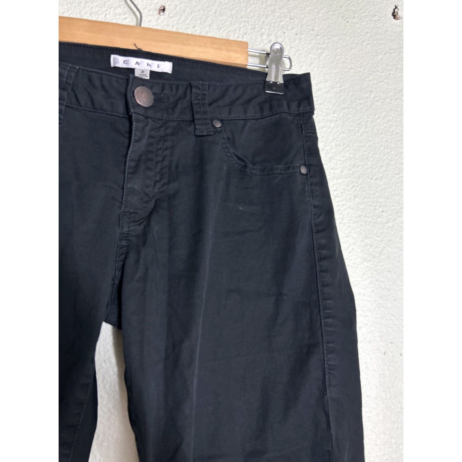 Vintage CAbi Pants Womens Size 2 Black Sateen Skinny Style 798 Stretch Cotton 29x30 Size 26" / US 2 / IT 38 - 5 Thumbnail